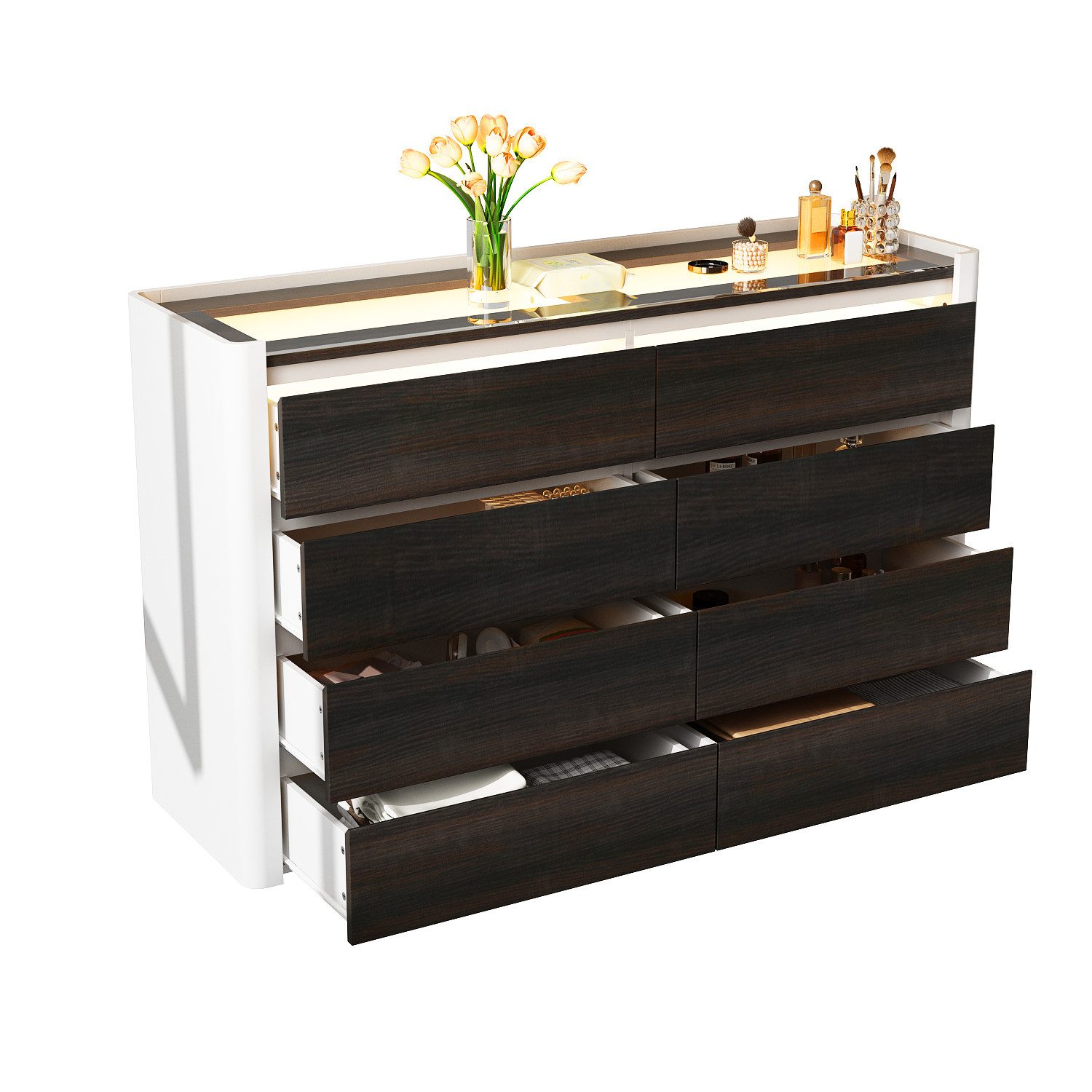 FUFU&GAGA Schmuckschrank Kommode Weiß + Braun, günstig online kaufen