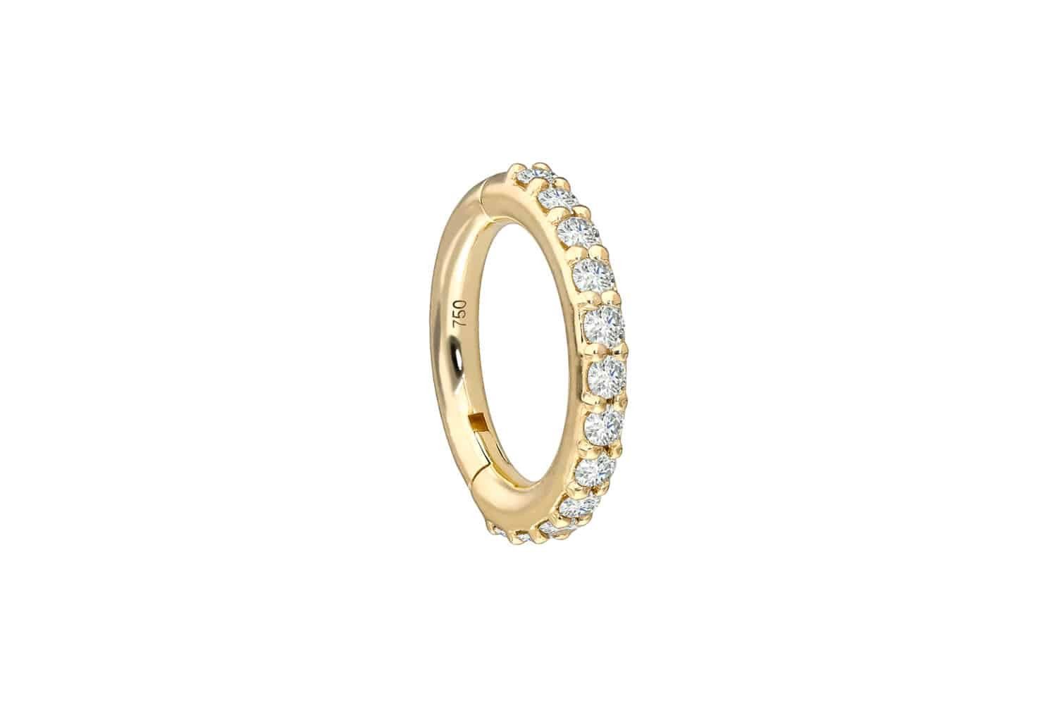 PIERCINGLINE Nasenpiercing 18 Karat Gold Segmentring Clicker EINGEFASSTE DIAMANTEN Ohrpiercing (Clicker, 1-tlg), Ohrpiercing für Conch, Helix, Tragus, Daith, Lobe