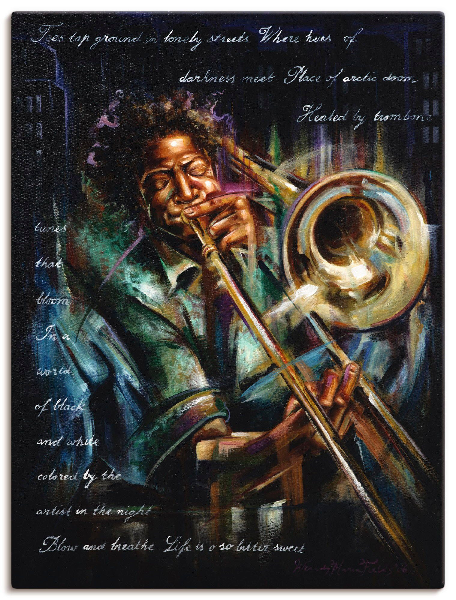 Artland Leinwandbild Posaunen Melodien, Musiker (1 St), auf Holzrahmen gespannt