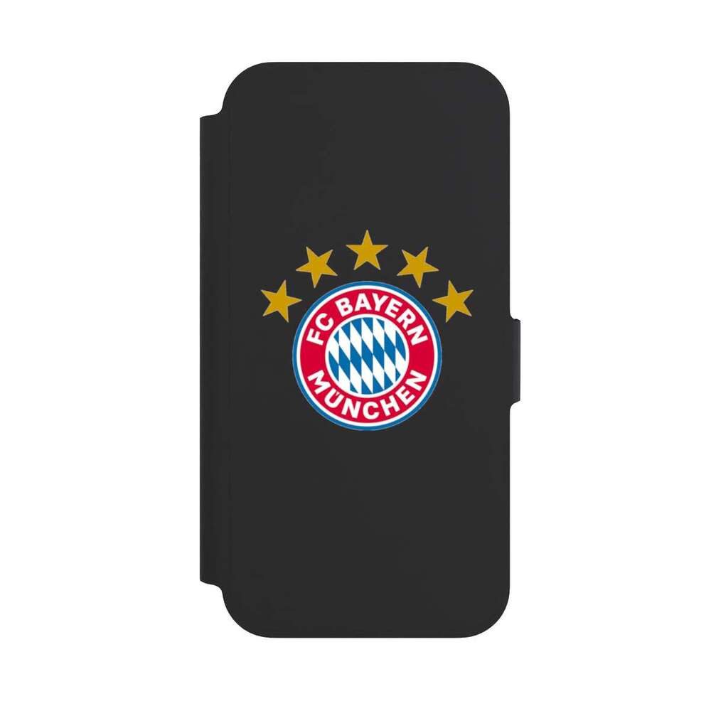 NIVOCASE Handyhülle FC Bayern München FCB Sterne FCB Logo mit Sterne - ohne Hintergrund, Apple iPhone 13 Pro Klapphülle Handyhülle aus Kunst Leder