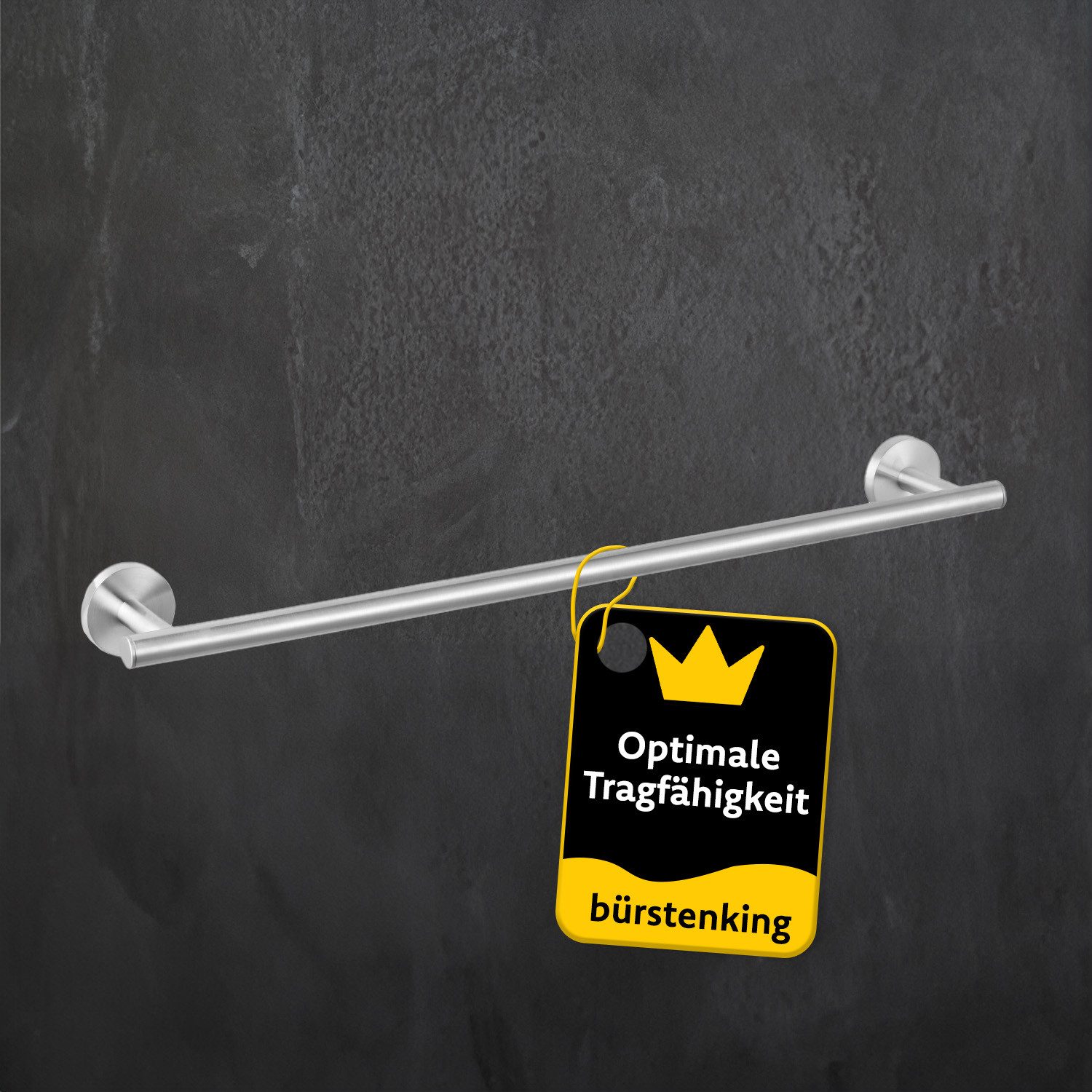 Bürstenking Handtuchhalter 60 cm Wand Badetuchhalter – Edelstahl gebürstet, rostfrei, Serie 190, Rostfrei, langlebig, platzsparend