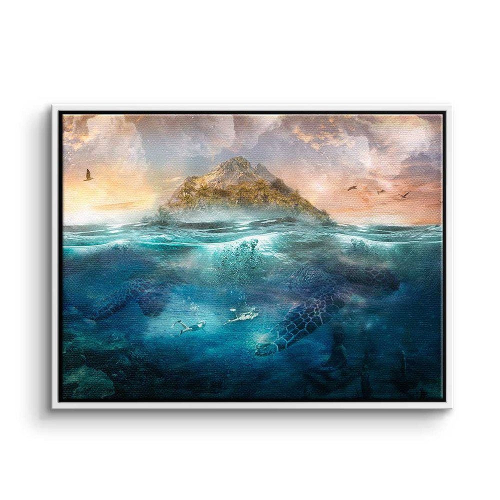 THINGS HAPPEN Leinwandbild, Leinwandbild Zitat, BEST UNEXP THE Mit DOTCOMCANVAS® - LIFE Rahmen - Pop ohne IN Art Premium