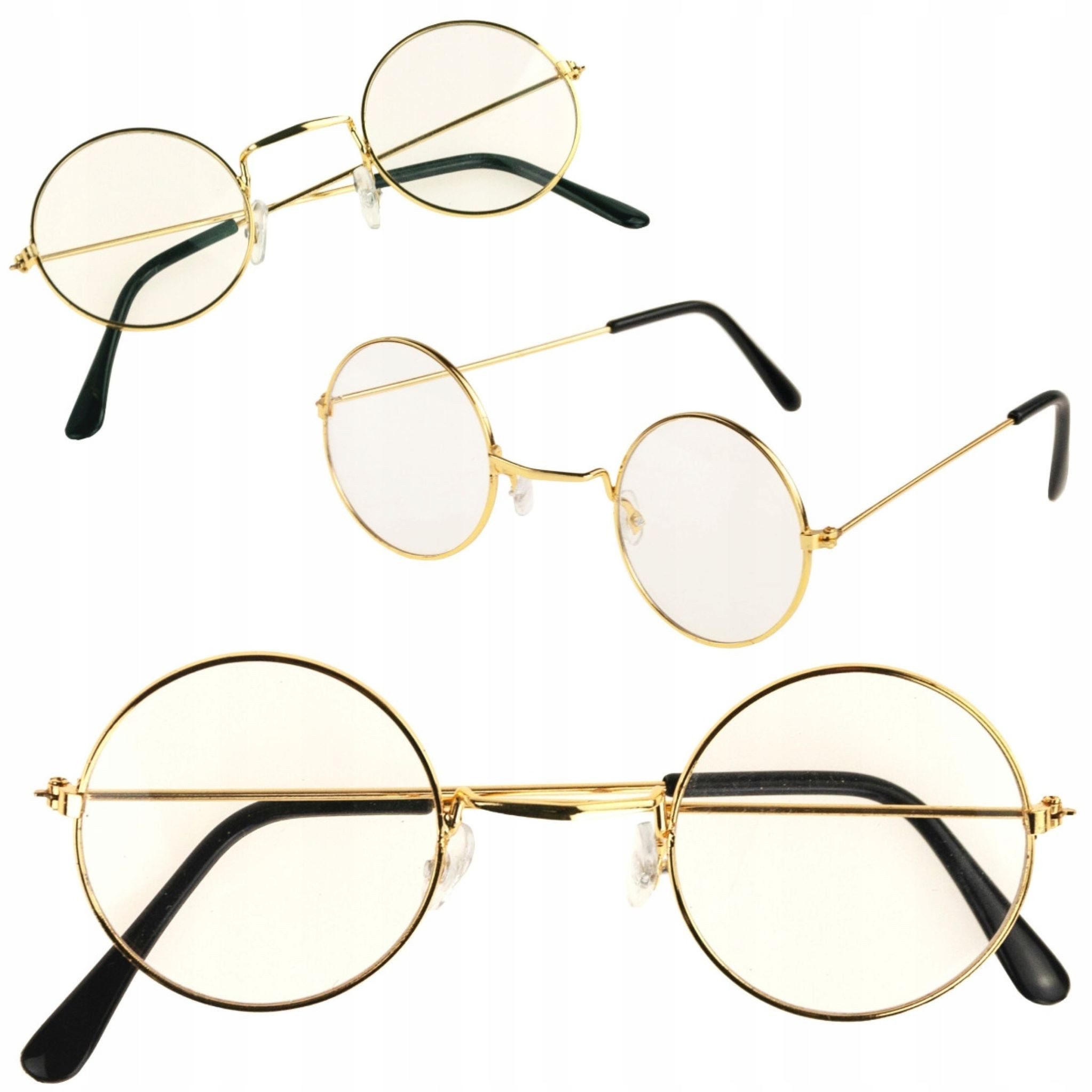 Kostüm Runde Weihnachtsbrille, goldene Fassung, Weihnachtsmannkostüm