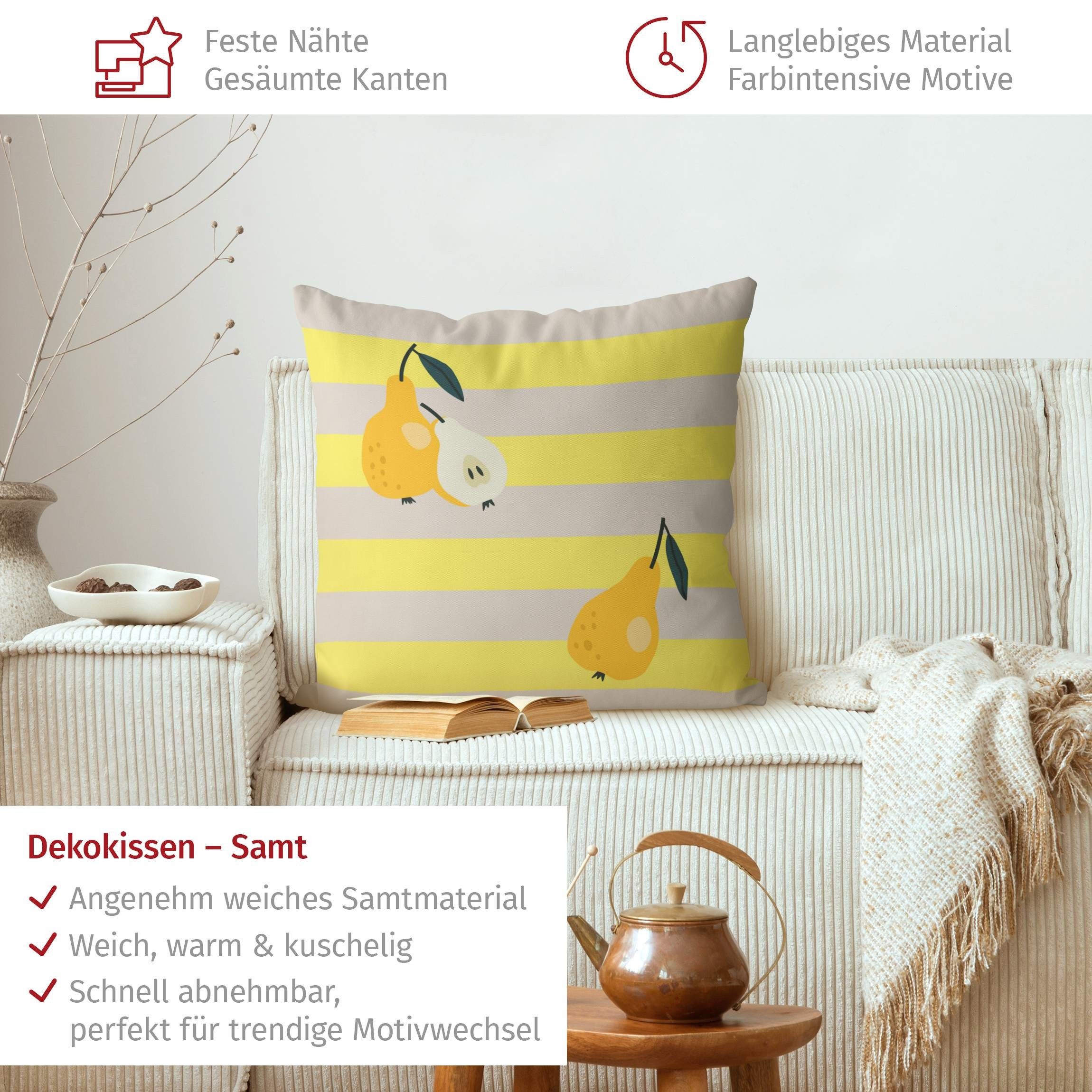 Bilderdepot24 Dekokissen drinnen Kissenhülle/ Sofakissen/ Zierkissen gelb Kulinarisch Pop Art, Bezug mit / ohne Füllung Zierkissen Outdoor Sofa Bett