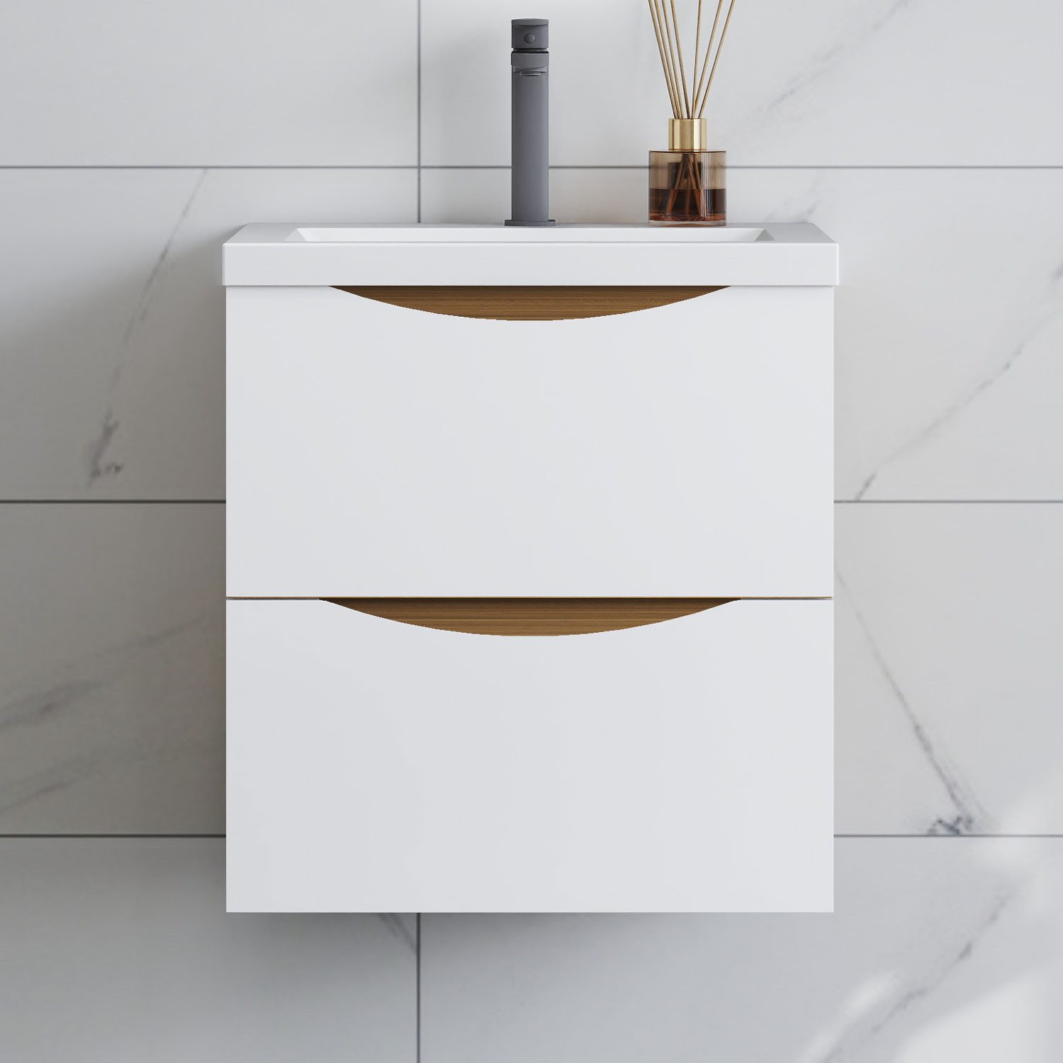 duschspa Waschtisch Waschbecken mit Unterschrank Waschtischunterschrank Smiley, Badmöbel in Breite 50/60/80/90/100 cm