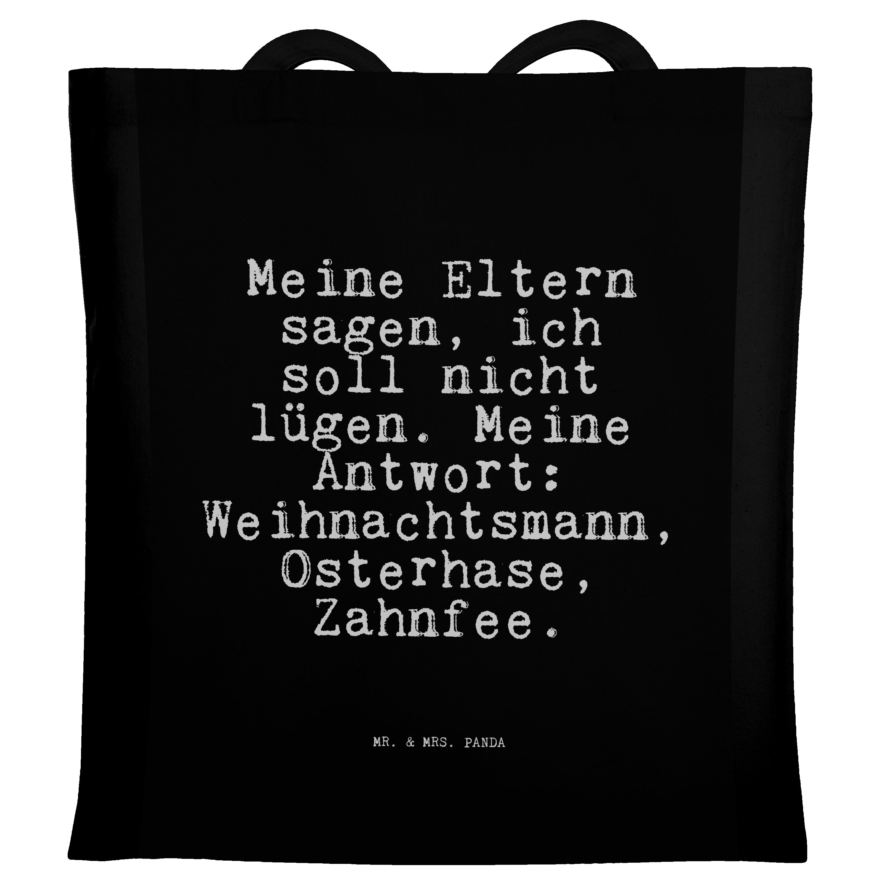 Mr. & Mrs. Panda Tragetasche Meine Eltern sagen, ich... - Schwarz - Geschenk, Tochter, Sprüche, Be (1-tlg)