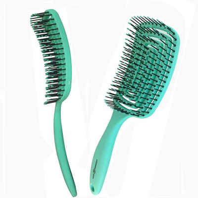 Haarwerkstatt Haarbürste Profi Haarbürste für Damen, Herren und Kinder - Die optimale Entwirrungsbürste für Ihr Haar, Gebogene Haarbürste mit weiche Borsten - curved brush