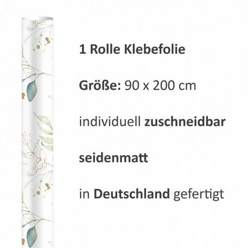 nikima Wandtattoo KF-05 selbstklebende Folie Floral weiß/grün/gold (PVC-Folie), 2 x 0,9 m selbstklebende Folie