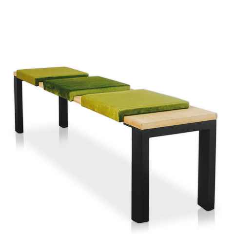 Lycce Bankauflage Klemmkissen, Sitzkissen mit 1 Leiste, 40cm breit - 35cm Klemmtiefe, (1 St), weich gepolstert, verrutscht nicht, edle Optik Samt senf olive