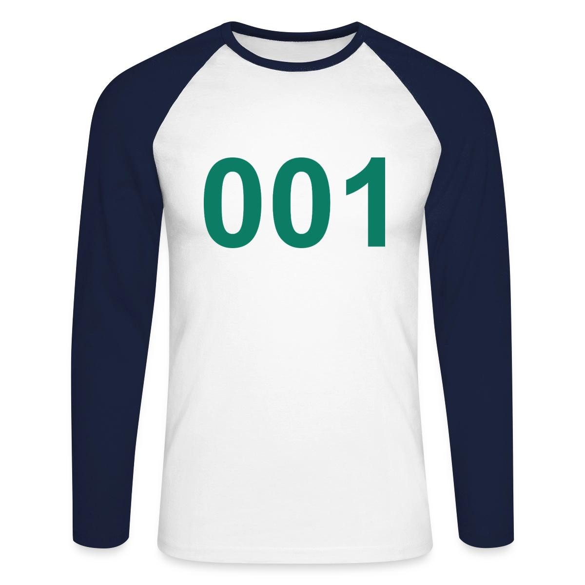 Spreadshirt T-Shirt Spieler Nr 001 Squid Game Kostüm Frontmann Baseball Langarmshirt Herre (1-tlg)