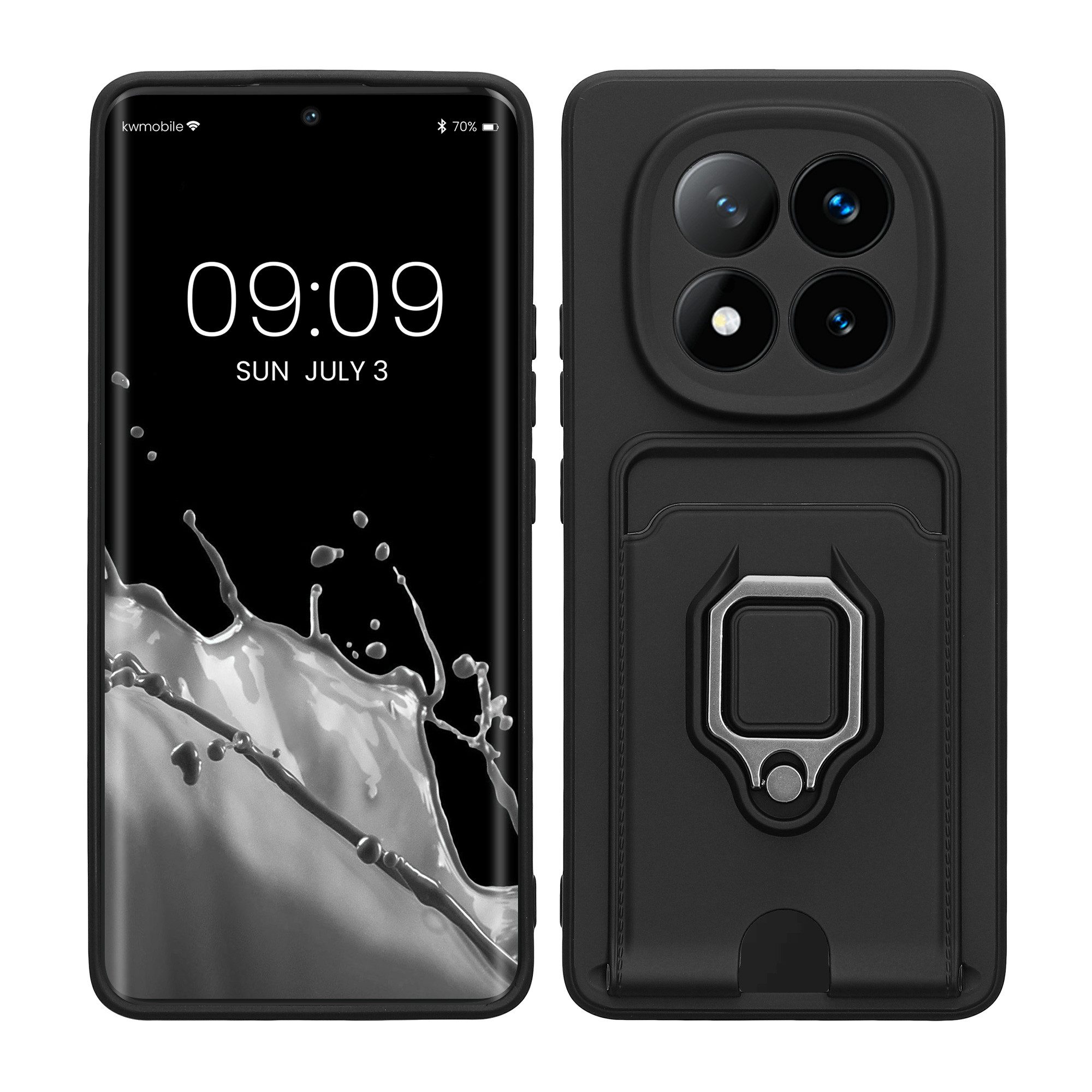 kwmobile Handyhülle Handyhülle für Xiaomi Redmi Note 14 Pro+ 5G / Redmi Note 14 Pro Plus, Softcase mit Kameraschutz - Kartenfach - Schwarz