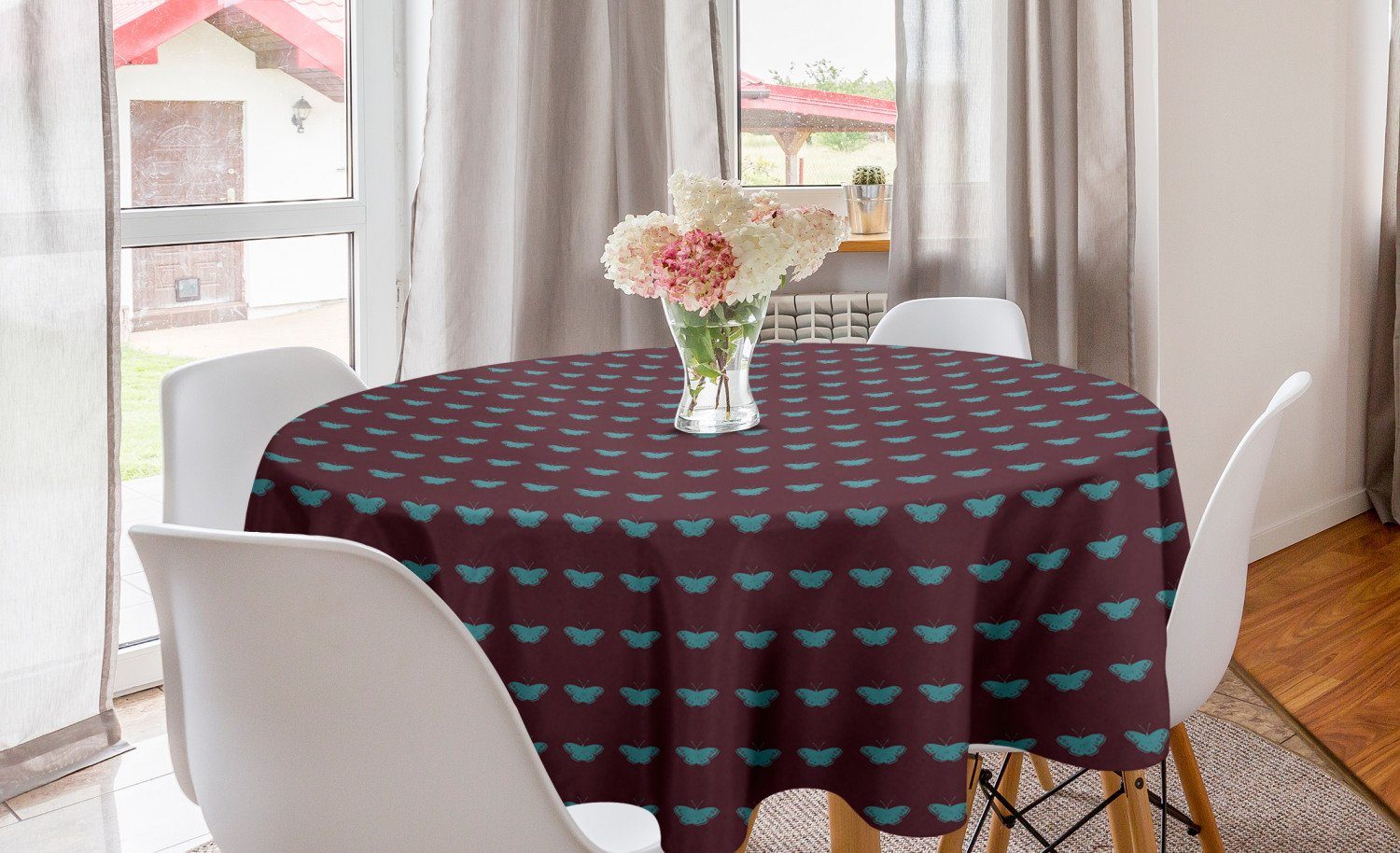 Abakuhaus Tischdecke Kreis Tischdecke Abdeckung für Esszimmer Küche Dekoration, Schmetterling Blue Wings on Dark | Tischdecken