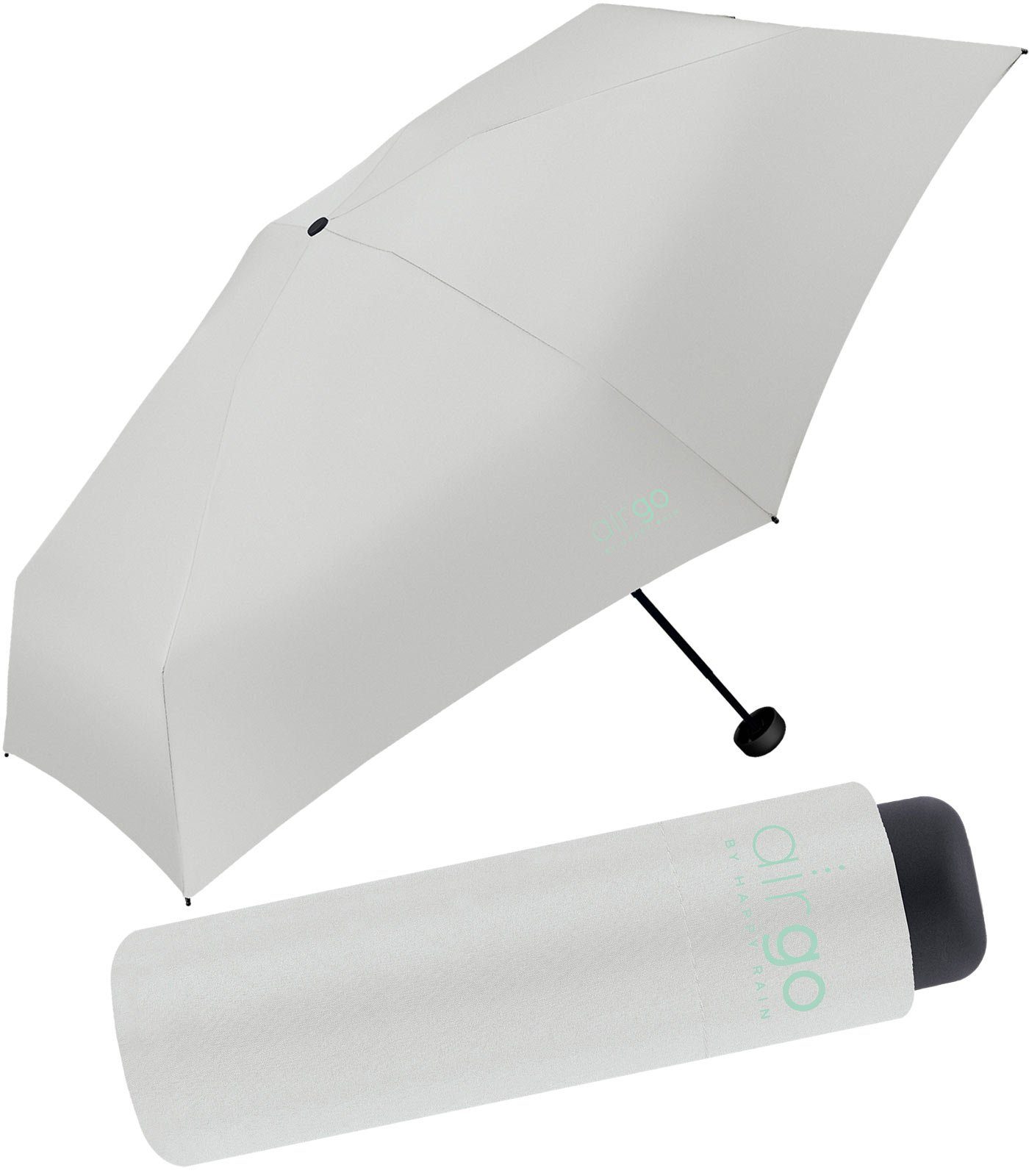 HAPPY RAIN Taschenregenschirm Air Go - 137 Gramm Supermini-Schirm superleicht, perfekt für die Handtasche und das Reisegepäck grau