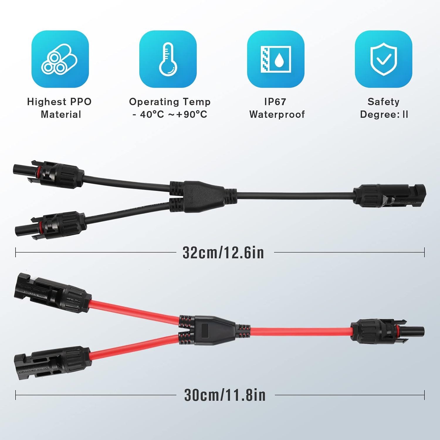 FELIXLEO Wechselrichter Solarpanel-Kabel Profi-Stecker Y-Stecker Solar-Adapter 1st, (2 St) – Bild 4 von 4