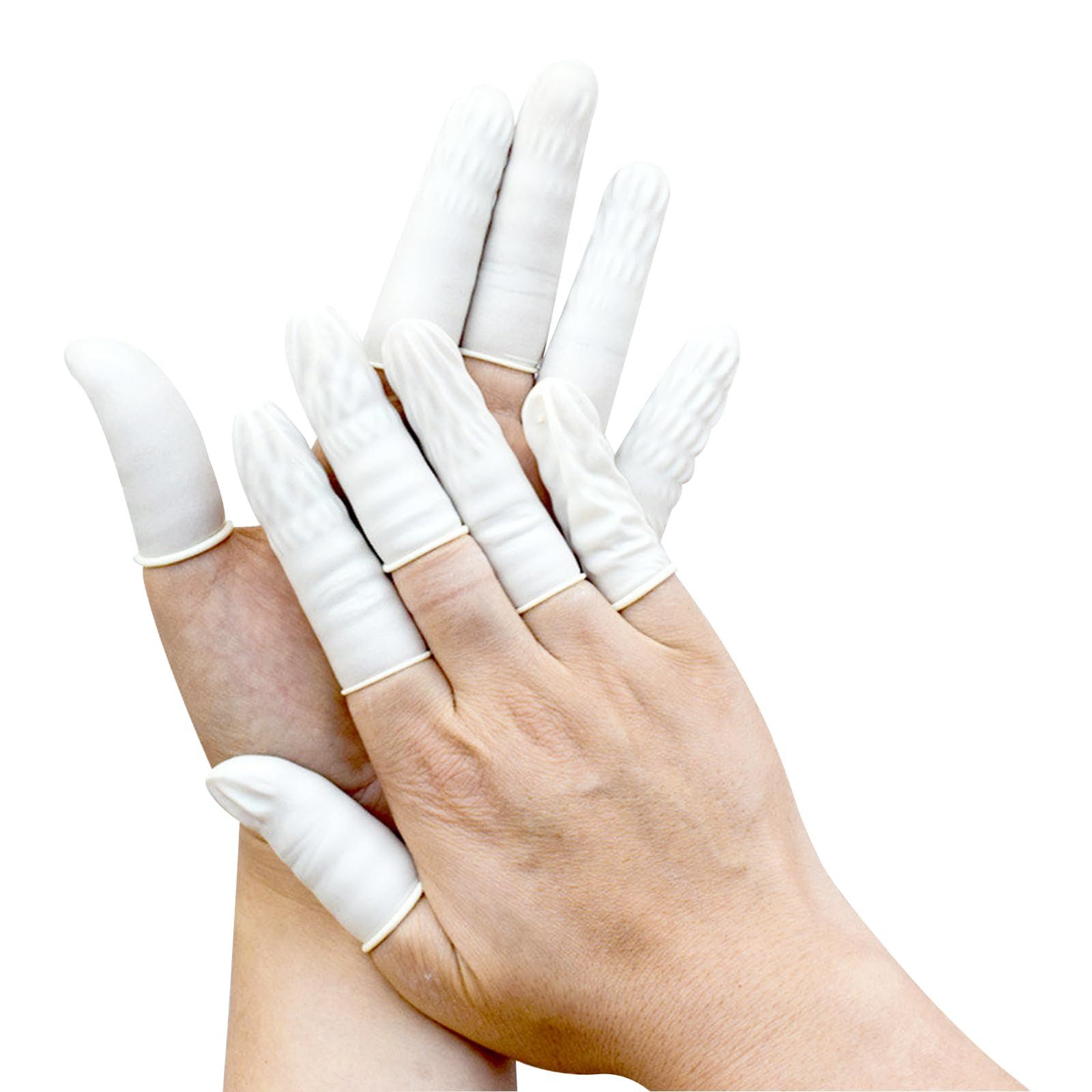 EUROPAPA Finger- und Zehenschutz Fingerlinge Latex (100-tlg., Fingerschutz für Kosmetik, Reinigung), Antistatisch Allgemeine Fingerlinge aus Gummi