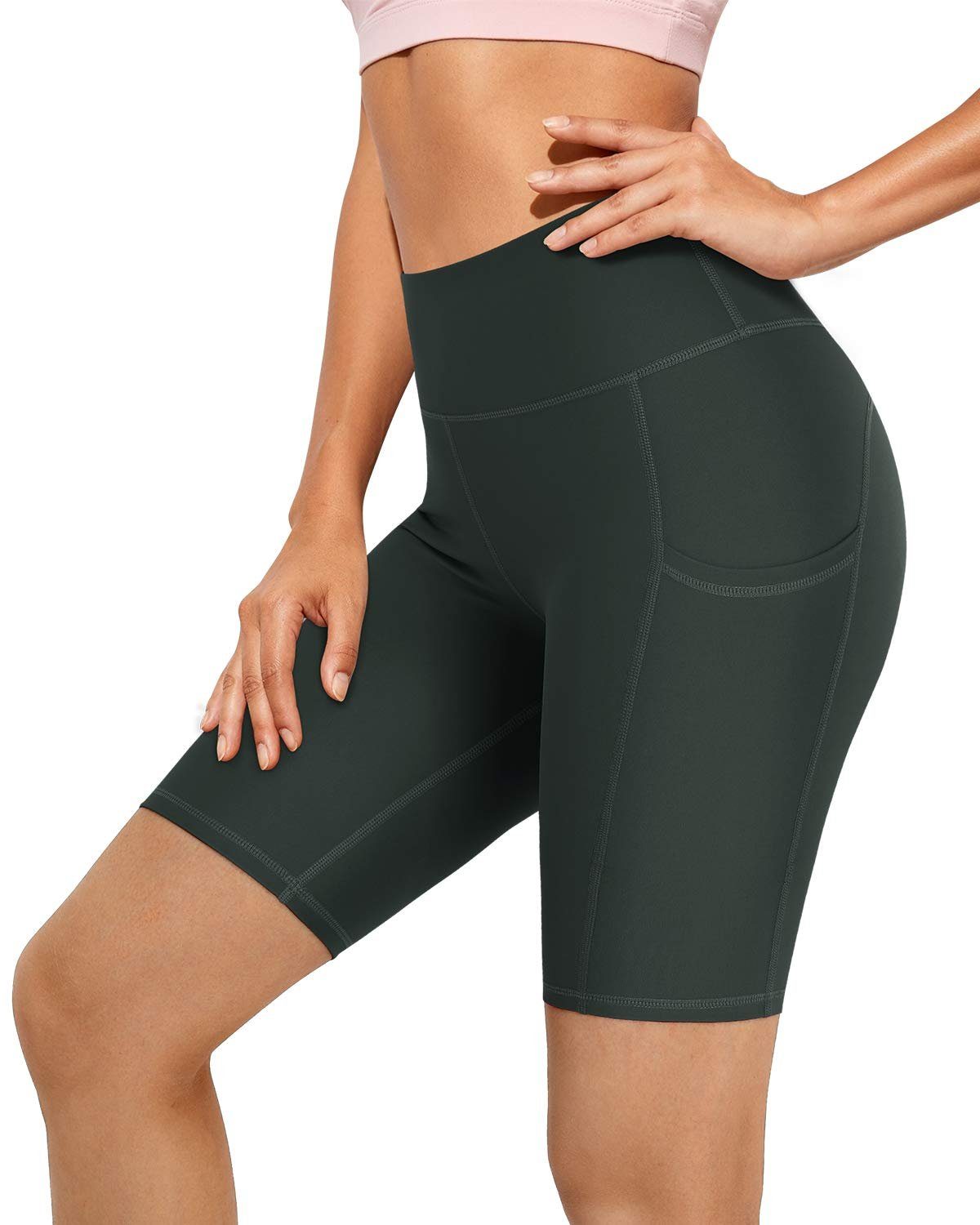 G4Free Yogahose Activewear-Shorts Leggings Kurze Armeegrün Sporthose