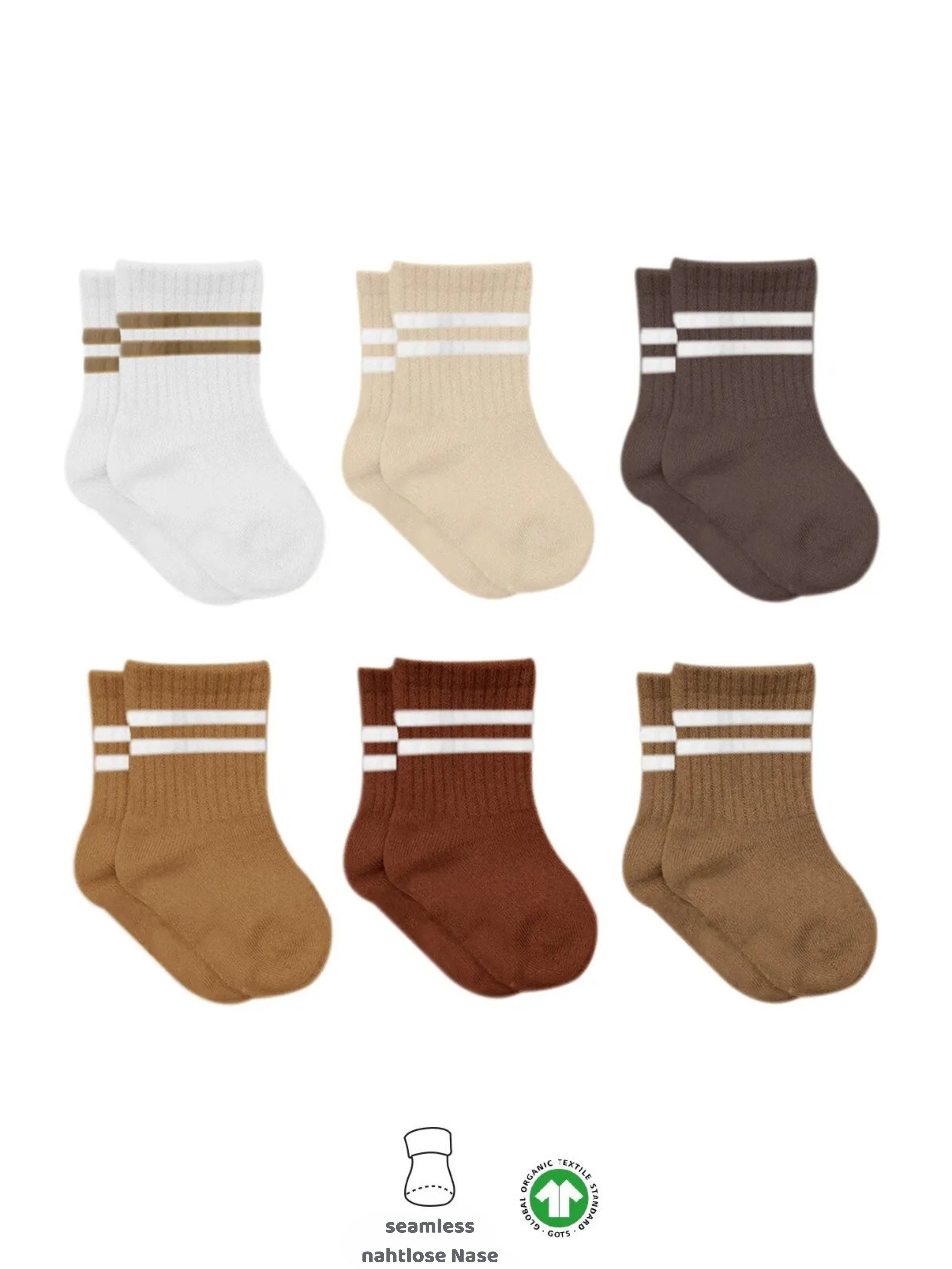 bistyle Socken für Babys Neugeborene Babysocken Jungen Mädchen Kurzsocken (Set, 6-Paar, 6er-Pack) gerippt Bio-Baumwolle GOTS zertifiziert 0-6 Monate bis 2-3 Jahre