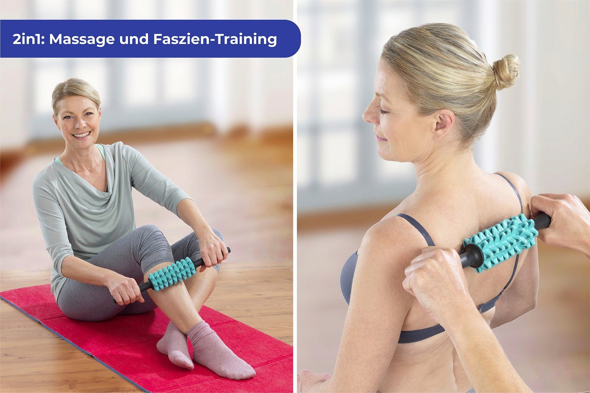 Maximex Massageroller 2-in-1 Faszien- und Massageroller, mit 9 beweglichen Rollen