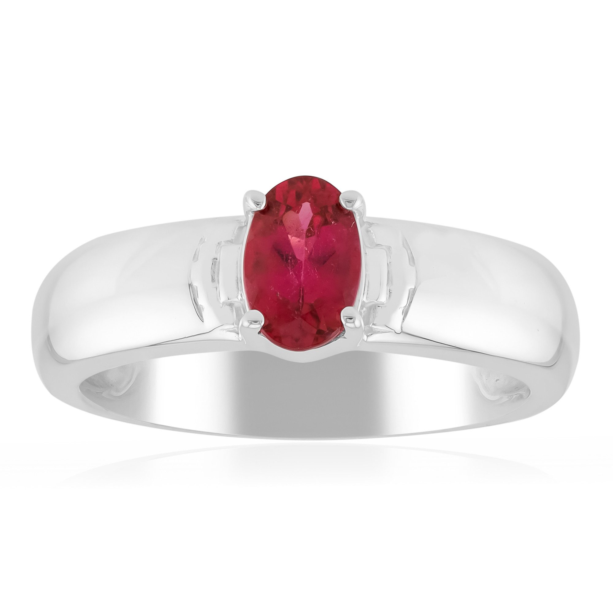 Solitärring Cavill 925er Rhodinierter Silberring mit 0,383 ct AAA Rubellit