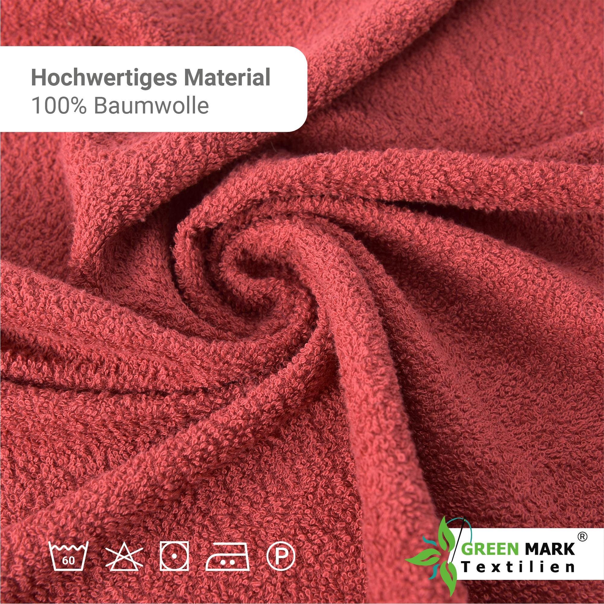 2X Duschtücher, 2X Baumwolle, Handtuch Handtücher, Set, (8-tlg), 8er rot Gästetücher, Set Handtuch 4X Frottier Bordeaux NatureMark 100%