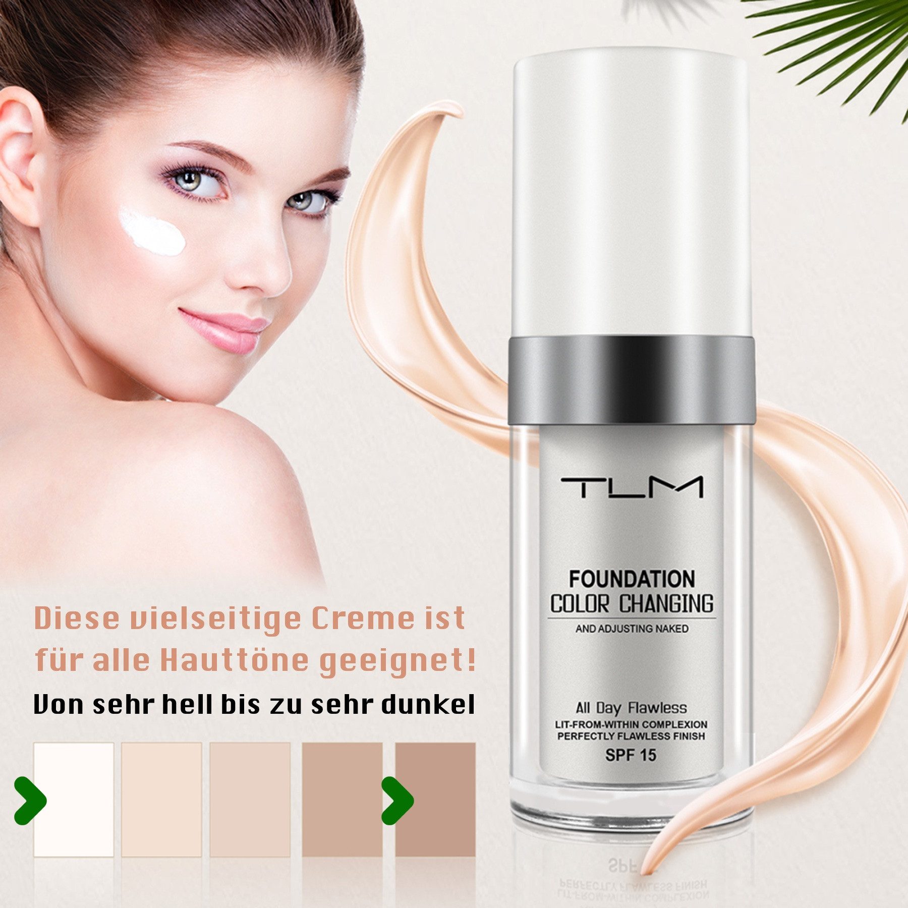 P-Beauty Cosmetic Accessories Foundation Concealer Abdeckung Cover Flüssige Grundierung SPF 15, 1-tlg., Mit Lichtschutzfaktor