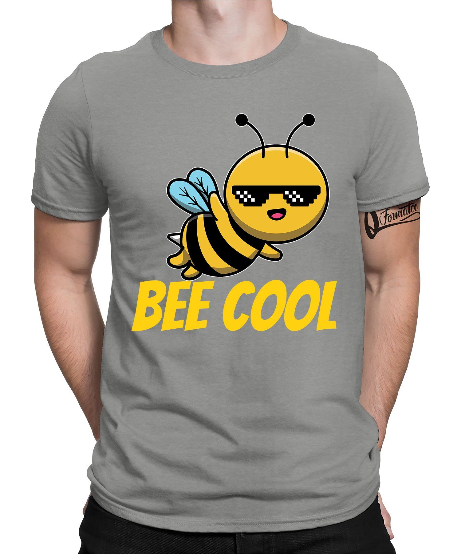 Quattro Formatee Kurzarmshirt Be Cool - Biene Imker Honig Bienenzüchter Herren T-Shirt (1-tlg) Heather Grau
