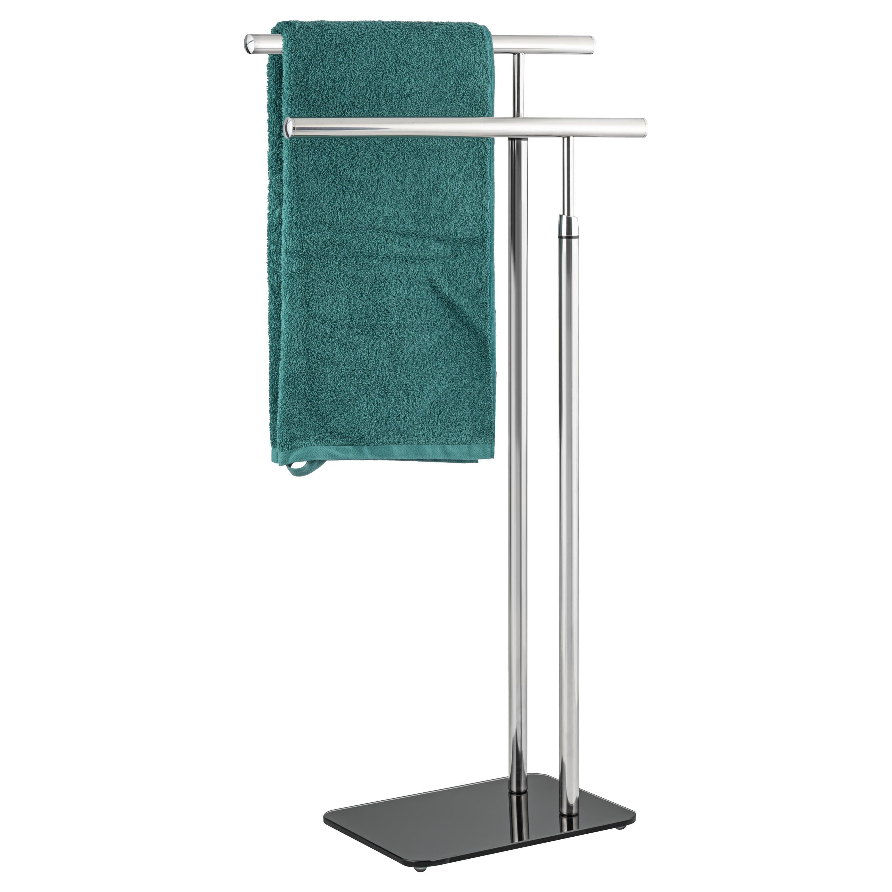 bremermann Handtuchhalter Stand-Handtuchhalter freistehend, 2 Stangen, Edelstahl und Glassockel