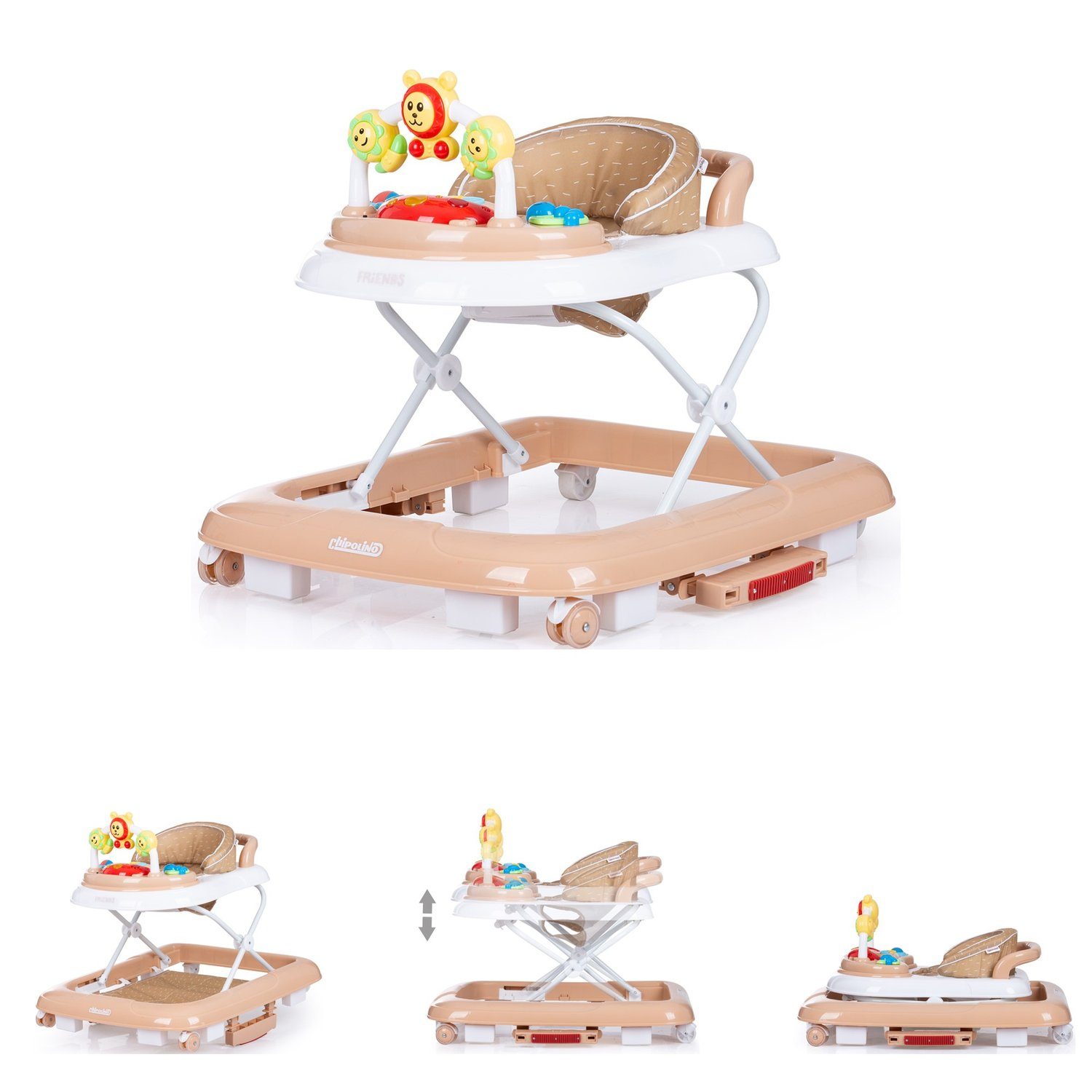 Chipolino Lauflernhilfe Lauflernwagen 4 in 1 Friends, Wippe Musik Licht höhenverstellbar Stopper beige