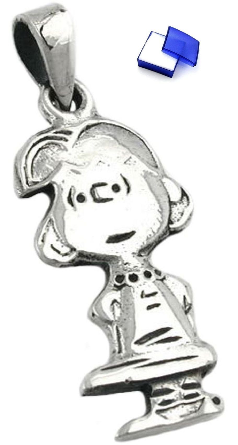 unbespielt Kettenanhänger Kettenanhänger Anhänger kleines Mädchen rhodiniert 925 Silber 25 x 11 mm inkl. kleiner Schmuckbox, Silberschmuck für Kinder