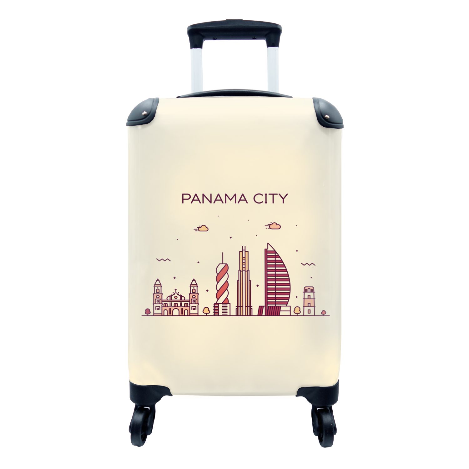 MuchoWow Handgepäckkoffer Panama - Skyline - Südamerika, 4 Rollen, Reisetasche mit rollen, Handgepäck für Ferien, Trolley, Reisekoffer