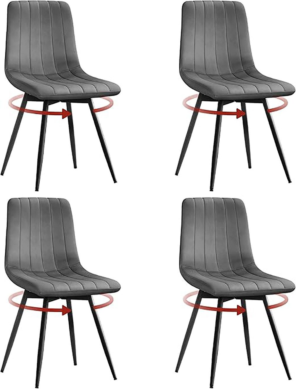 Woltu Esszimmerstuhl (4 St), drehbar, mit Rückenlehne, Metallbeine, Samt günstig online kaufen