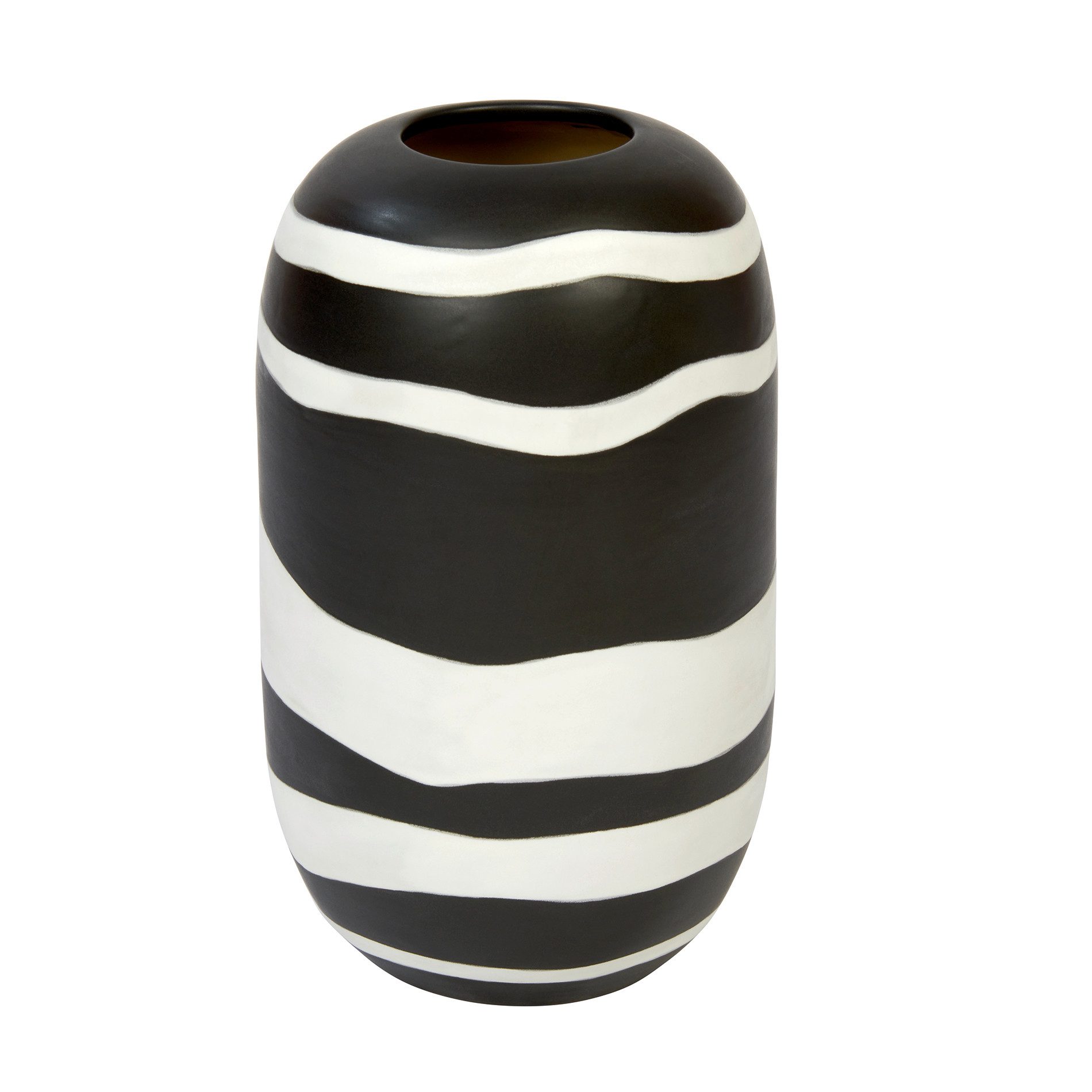 Tischvase Azuki Gefäß Keramik, schwarz/weiß; H 30 cm D 17