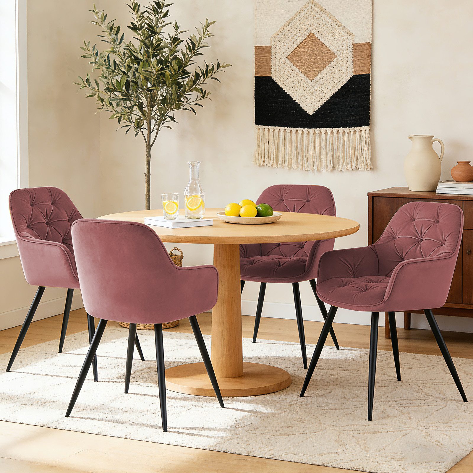 JYMTOM Esszimmerstuhl gepolstert mit Armlehnen & Metallbeinen (6 St), mit dickem Samtstoff, 6er Set Eckstuhl für Lounge Wohnzimmer