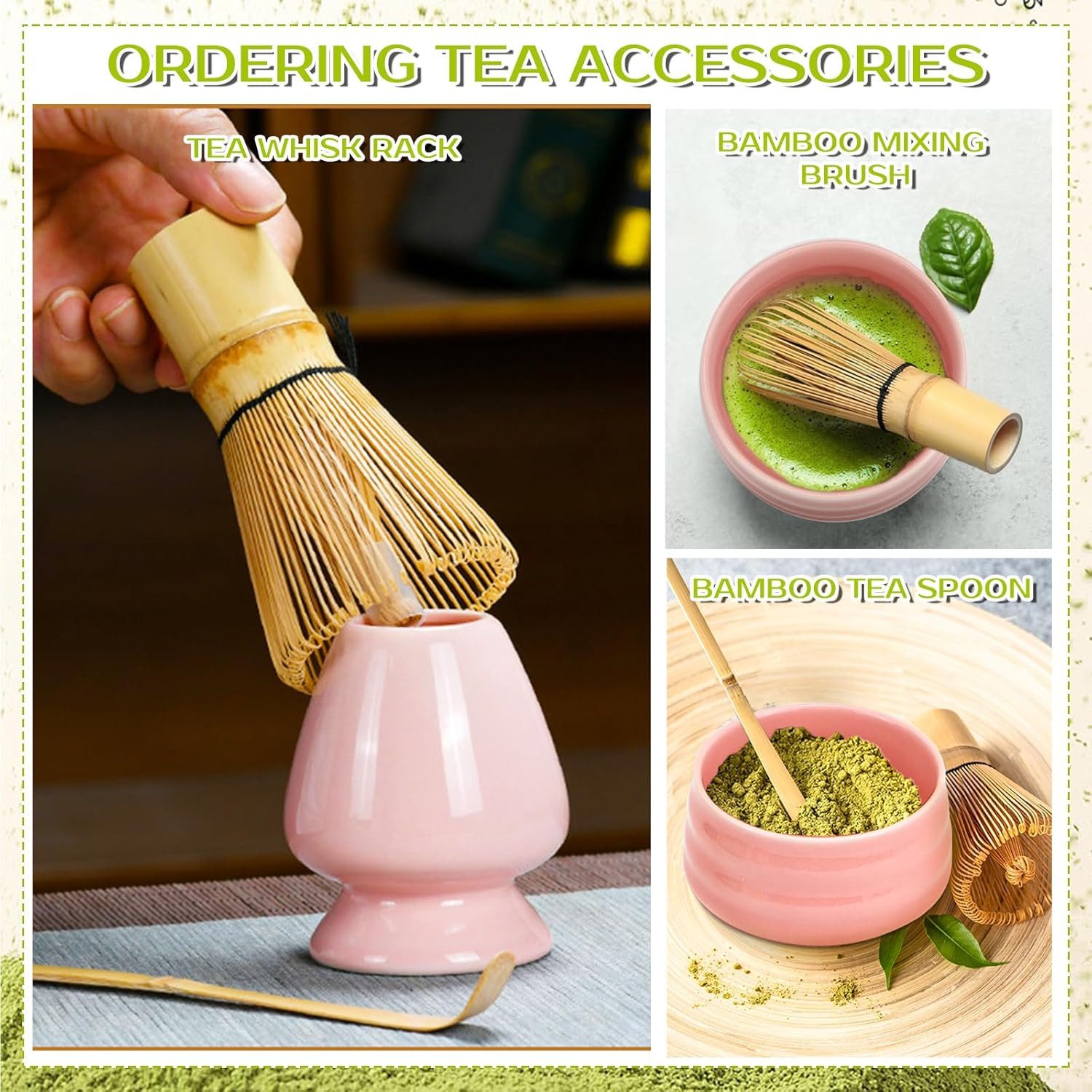 AKKEE Teeservice Matcha-Set 4 Stück mit Teeschale, Matchabesen und Besenhalter – Bild 5 von 5