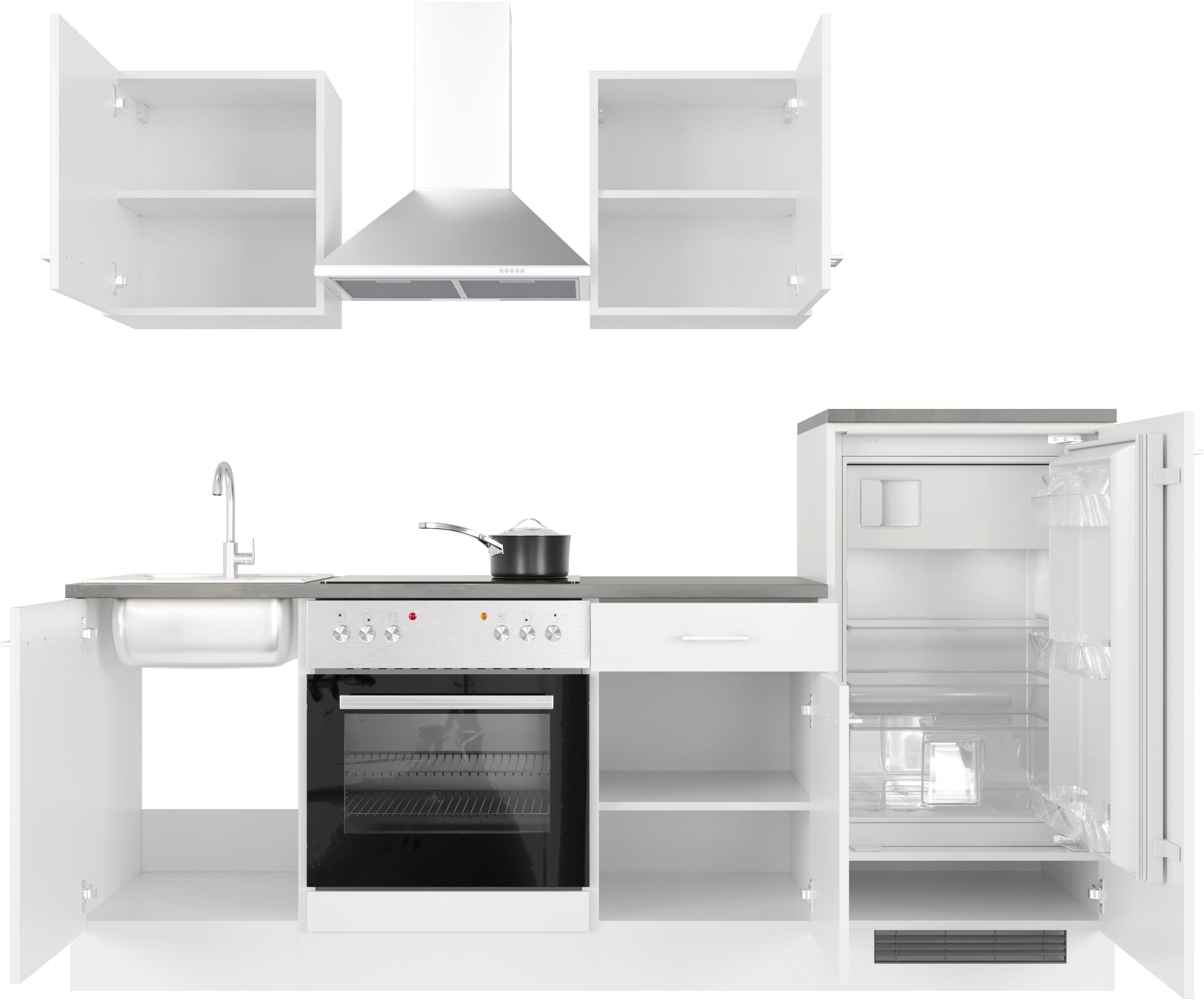 Flex-Well Küchenzeile Lucca, wahlw. mit E-Geräten, Breite 220 cm, viele Farbvarianten erhältlich