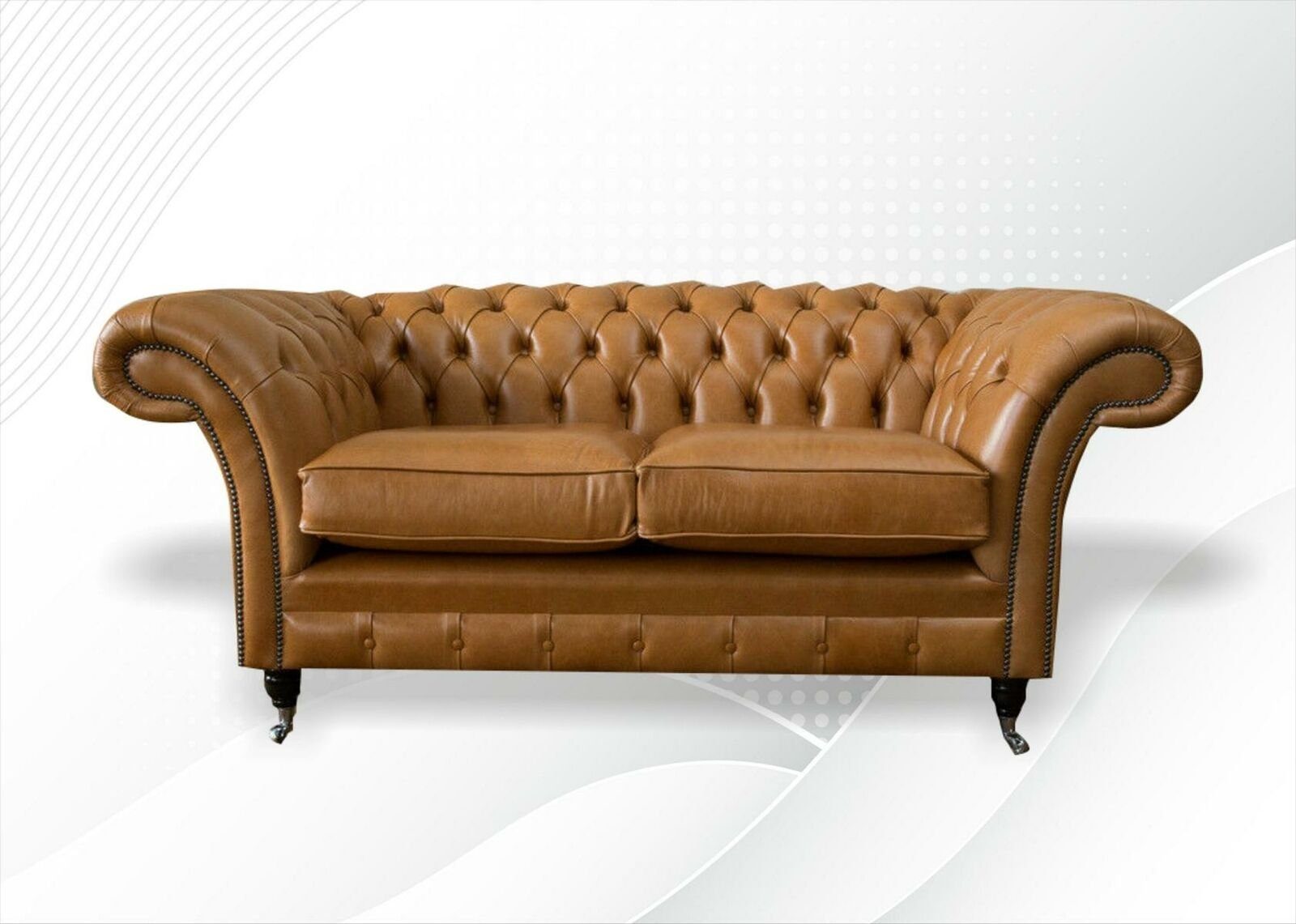 Chesterfield-Sofa, Nussbraun Sofas Leder JVmoebel Chesterfield Couch Braune Neu Design Sofa Sitzer 2 Couchen