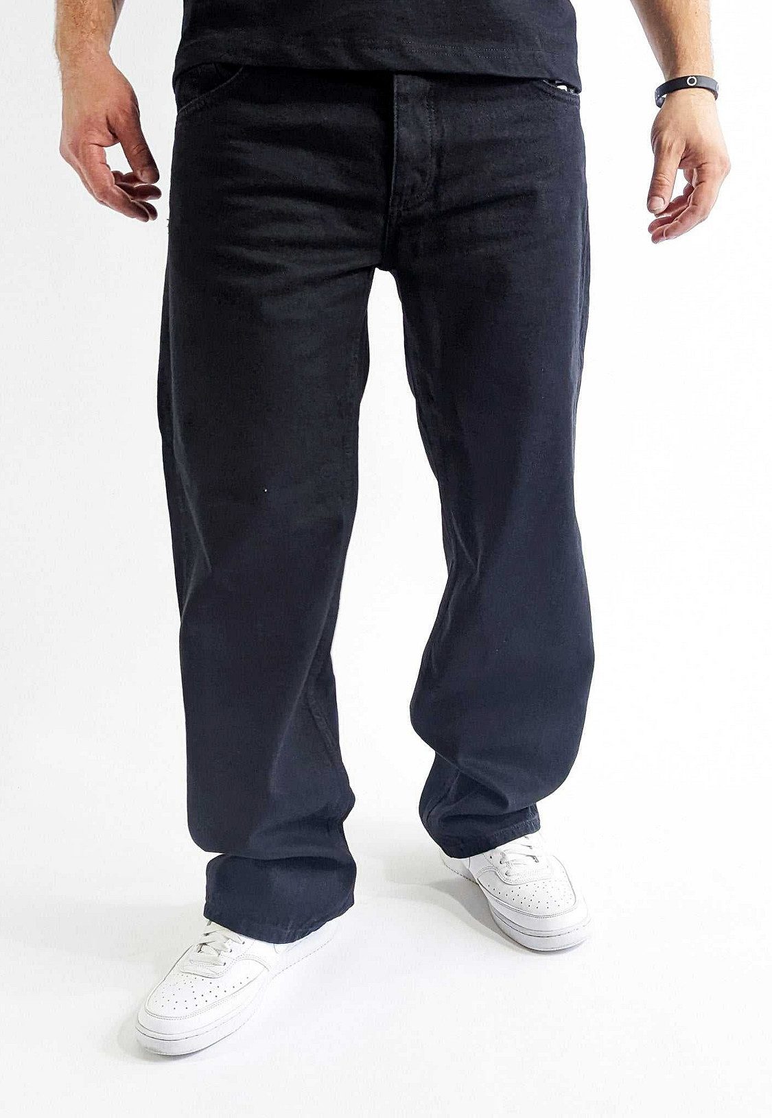 DADA Supreme Regular-fit-Jeans Bequem mit Logodruck Denim Minimal Baggy für Herren Baumwolle unifarben atmungsaktiv Knöpfe modisch-Style