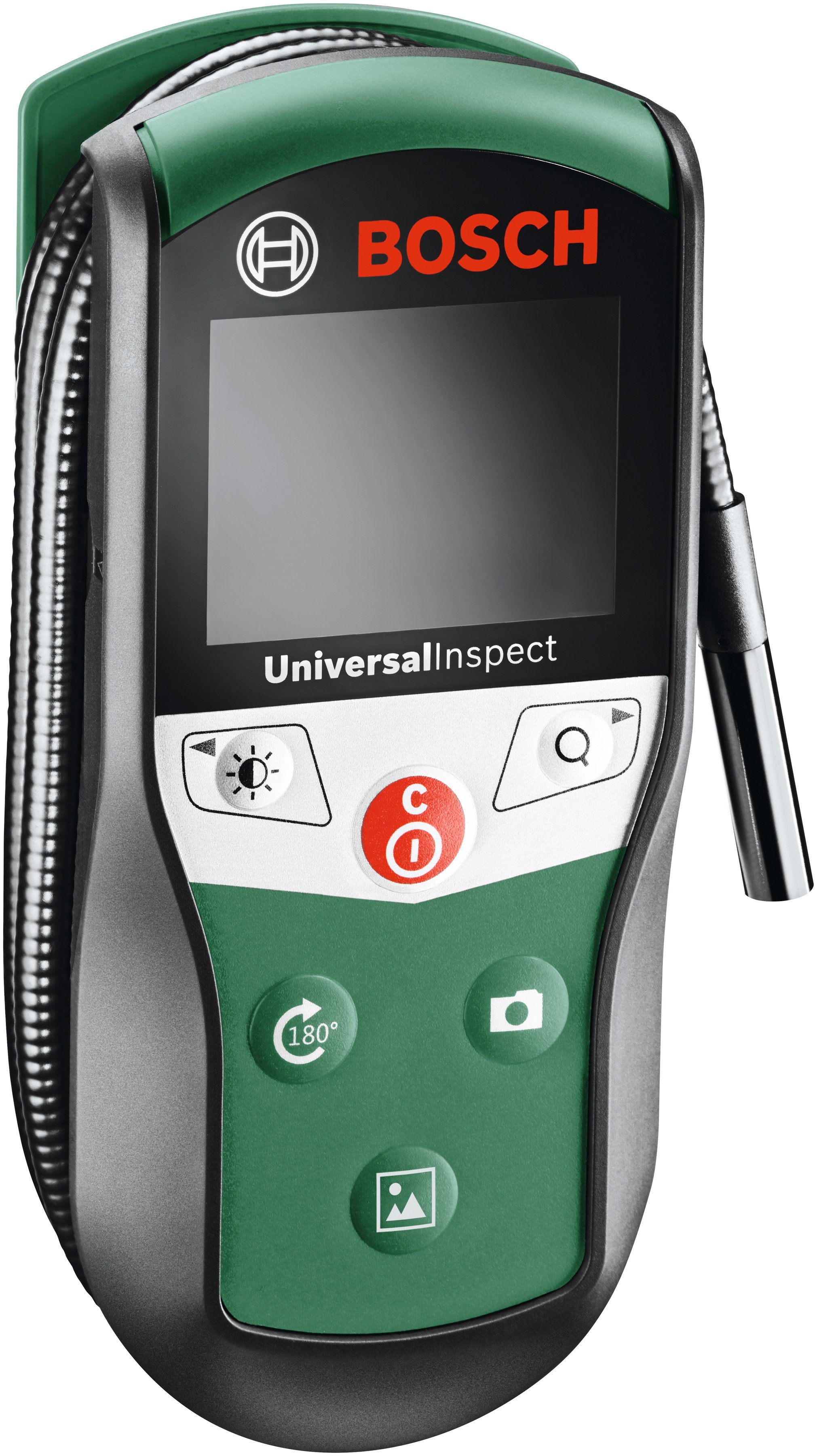 Bosch Home & Garden UniversalInspect Inspektionskamera (mit Batterien, Haken, Magnet, Spiegel, mit 2 Hülsen zum Fixieren des Zubehörs, 8 mm)