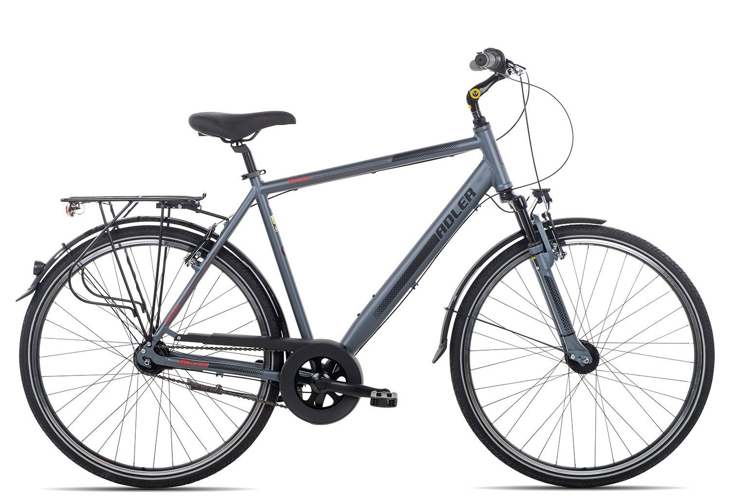 Adler Cityrad Verona Nexus, 7 Gang Shimano Nexus 7 Rücktritt Schaltwerk, Citybike schwarz/grau grey black red