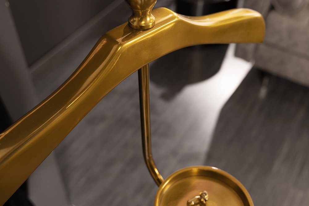 riess-ambiente Garderobenständer VALET 130cm gold - Aluminium, Kleiderhaken, mit Ablage, handgefertigt, (Einzelartikel, 1 St), Herrendiener in Stangenform - ideal für Schlafzimmer oder Flur