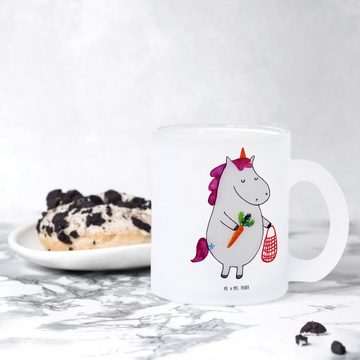 Mr. & Mrs. Panda Teeglas Einhorn Gemüse - Transparent - Geschenk, Teebecher, Pegasus, Teetasse, Premium Glas, Satinierte Oberfläche