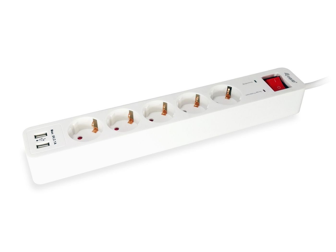 DIGITAL DATA EQUIP 5-Outlet Power Strip with 2 x USB Steckdosenleiste