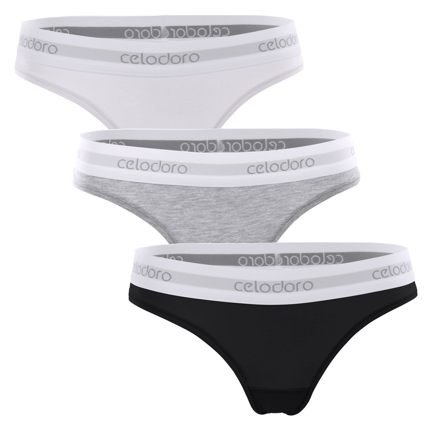 celodoro Tanga Damen Tanga, Webgummi-Bund mix (3er Pack) Sport Mini-Slip classic