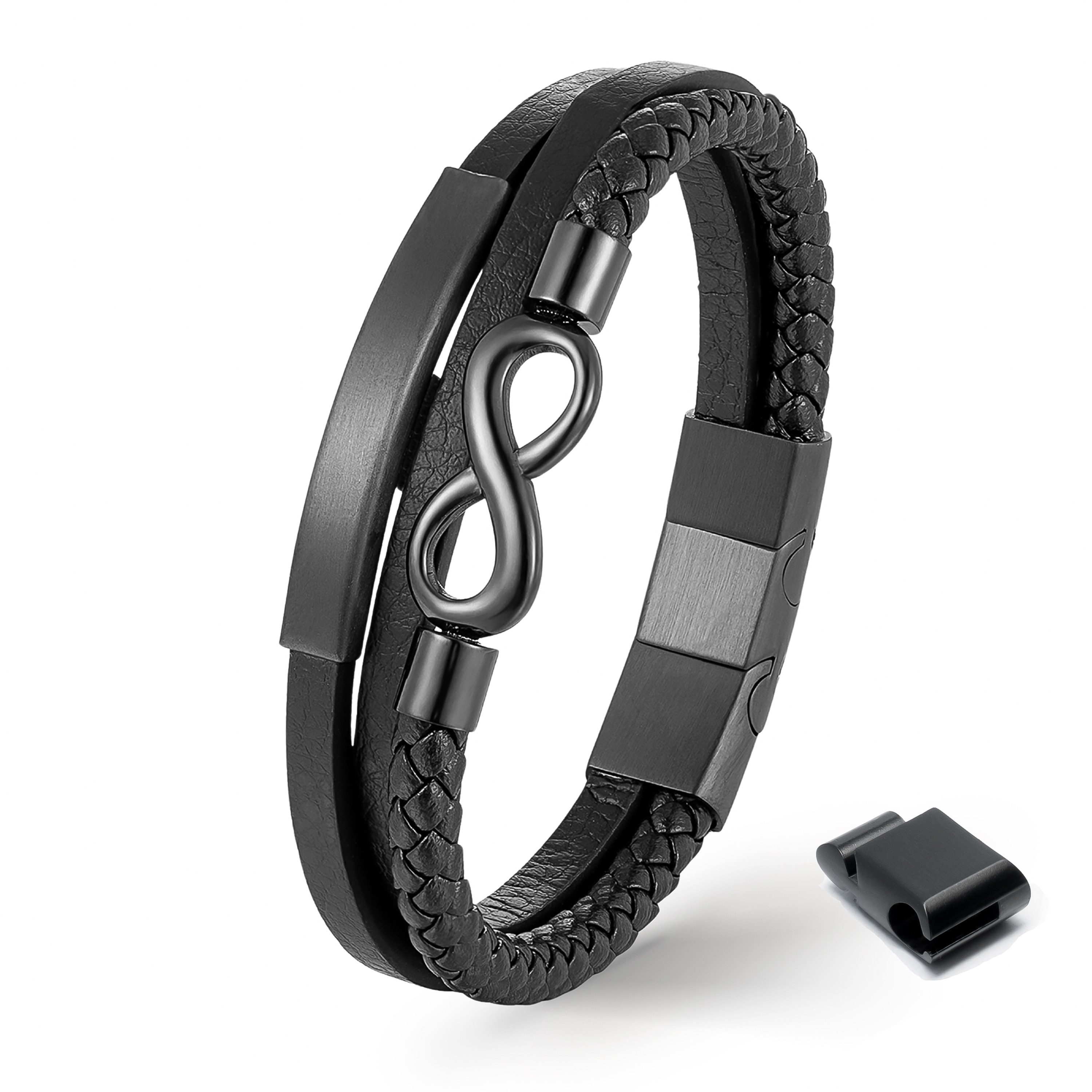 UNIQAL.de Lederarmband Unisex Schwarz & Silber mit Unendlichkeit Symbol – „ günstig online kaufen
