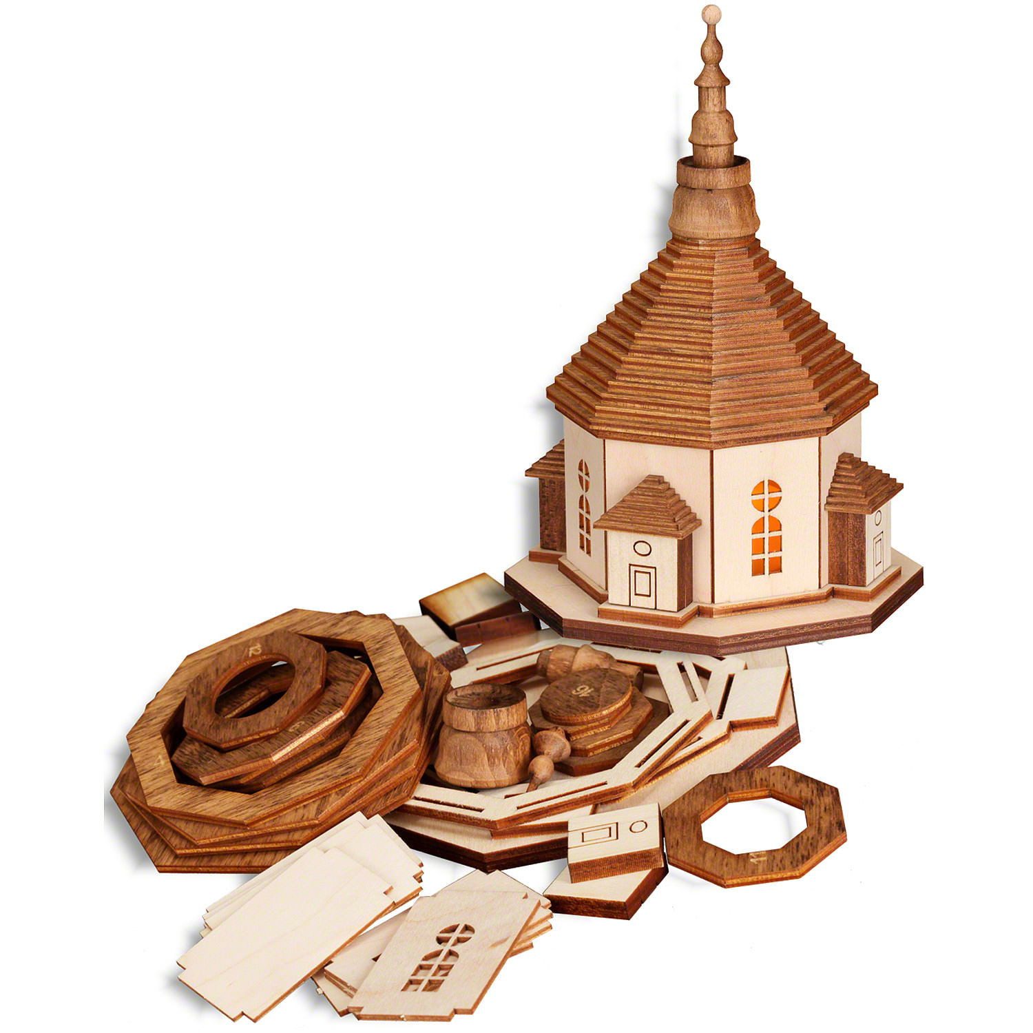 Seiffener Volkskunst Dekofigur Bastelset Seiffener Kirche mit Beleuchtung (17cm) von Seiffener Volksk