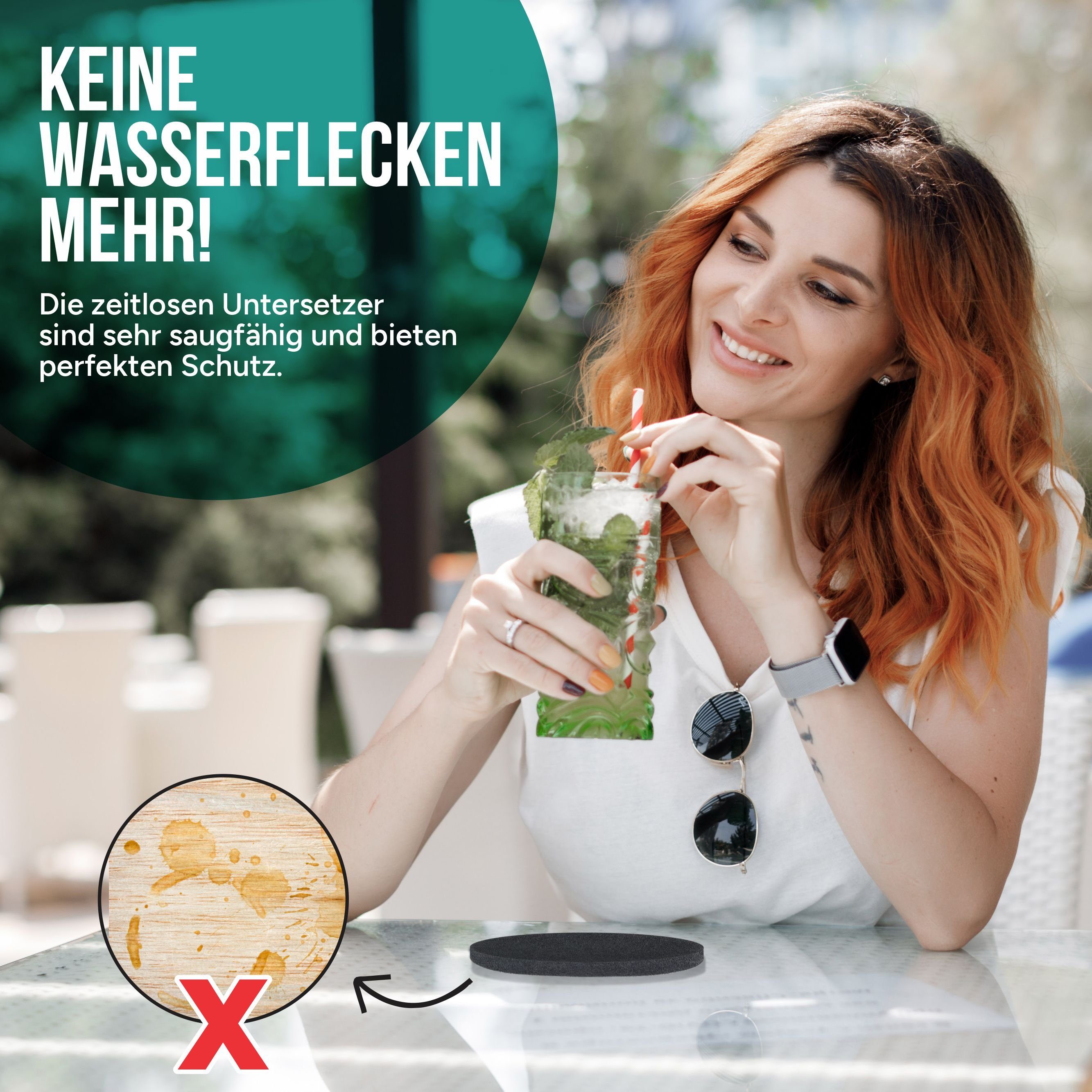 wortek Getränkeuntersetzer Filz-Untersetzer 10 Stück + Box, Anthrazit, Zubehör für Tisch & Gläser, Tassen, Bar, Glasuntersetzer Ø 10 cm inkl. Holzhalterung, was – Bild 5 von 5