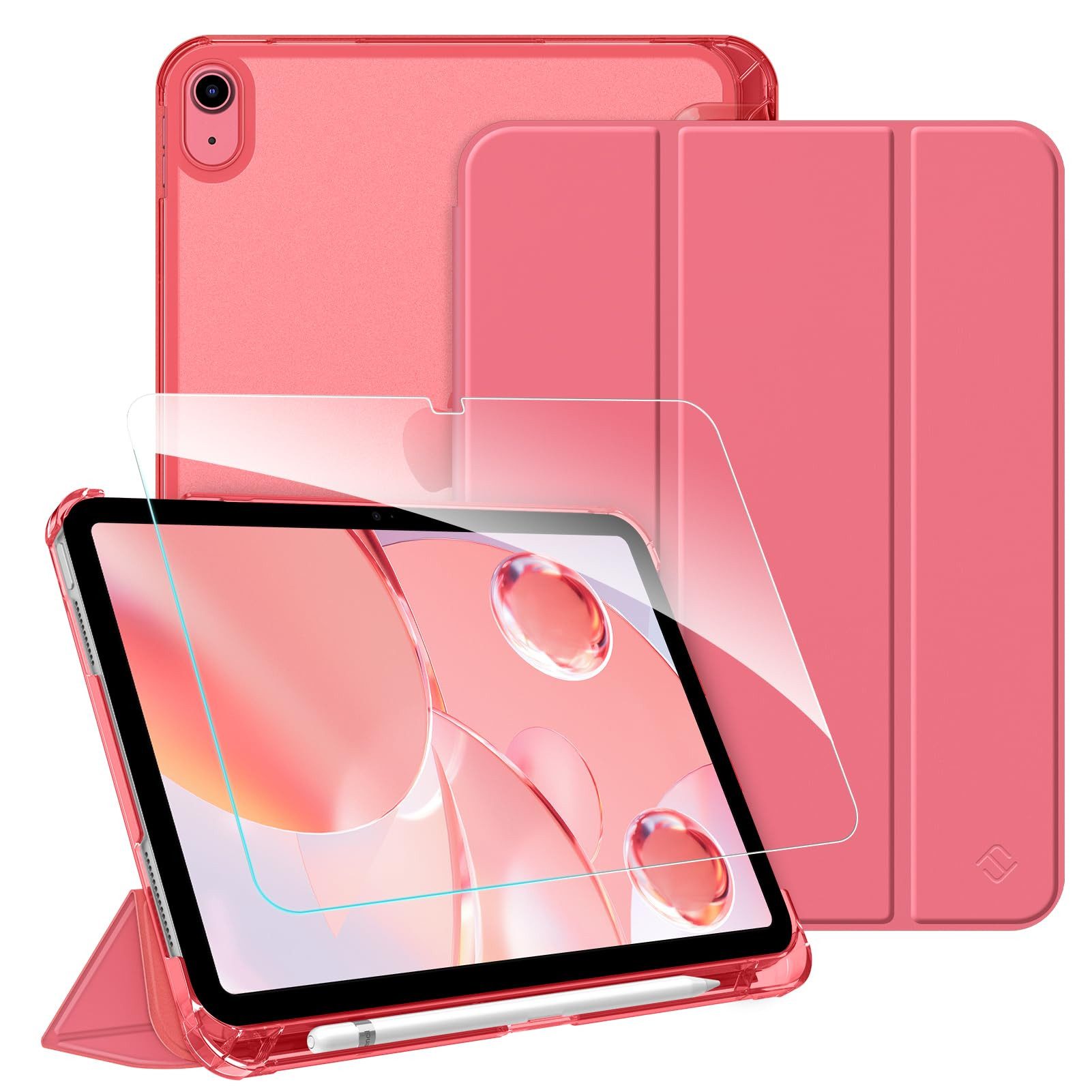 Fintie Tablet-Hülle für iPad 11 Generation 11'' 2025 (A16), iPad 10 Generation 10.9'' 2022, mit Schutzfolie-ultradünne transparente Rückseite Case mit Stifthalter
