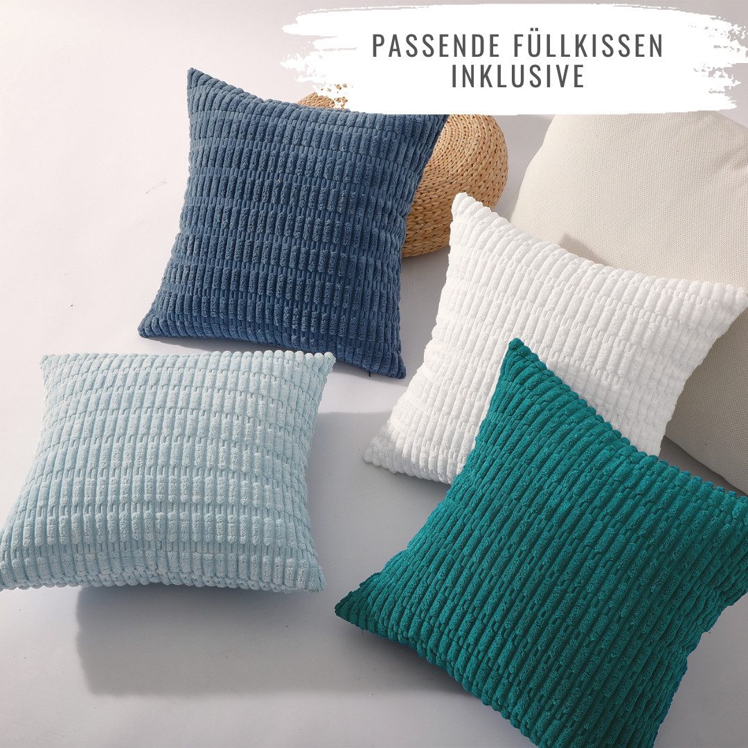 Interior by Hakito Dekokissen 4er Set Kissenbezüge inklusive Füllkissen Set günstig online kaufen