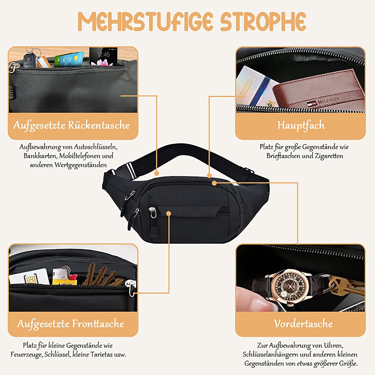ZEUOPQ Gürteltasche Bauchtasche Wasserdicht Hüfttasche mit günstig online kaufen