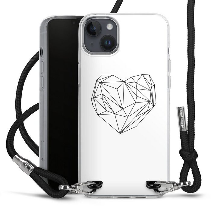 DeinDesign Handyhülle Herz Graphic Dreiecke Heart graphic white Apple iPhone 14 Plus Handykette Hülle mit Band Case zum Umhängen